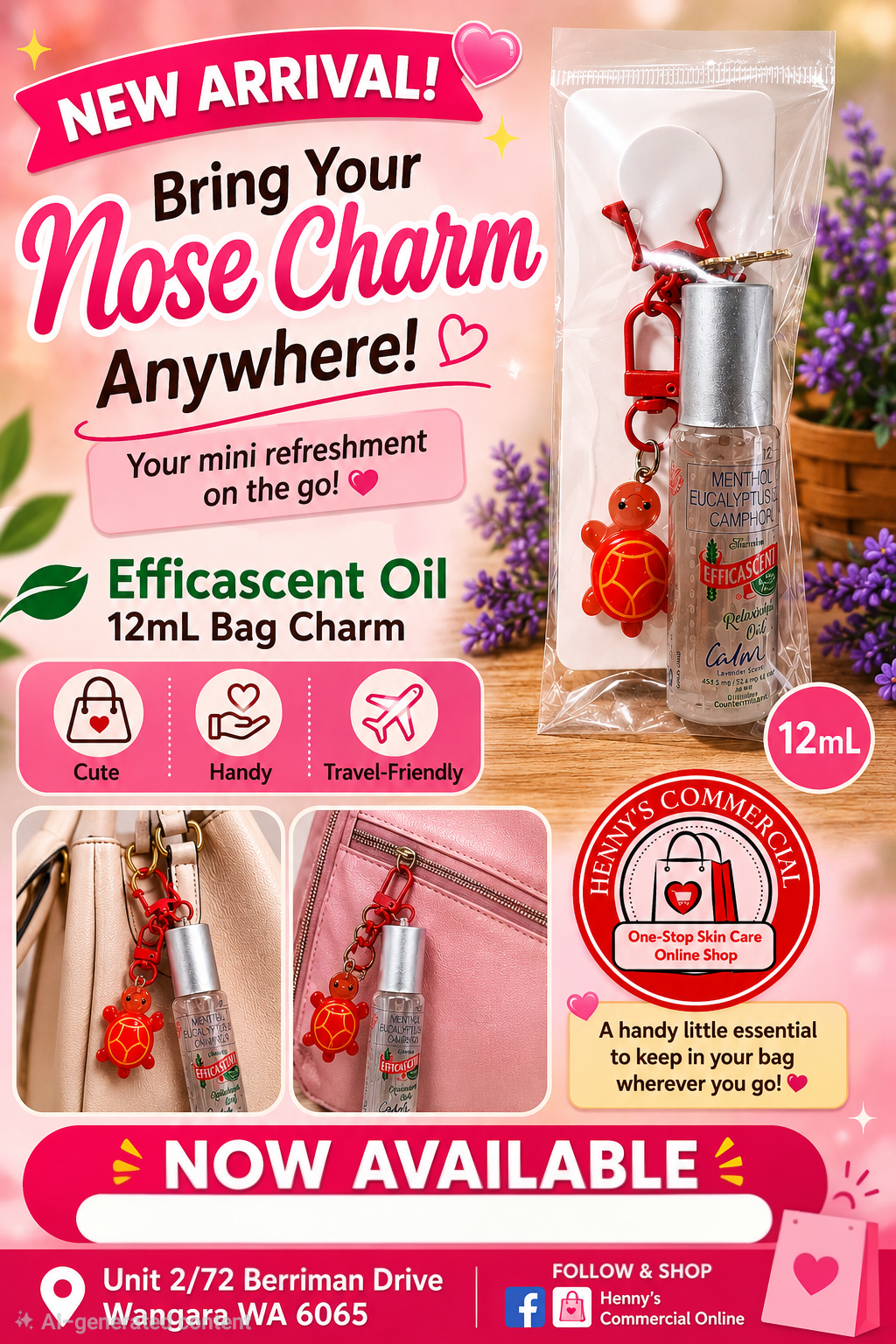 EFFICASCENT OIL ROLL-ON 12ML BAG CHARM/KEYCHAIN
