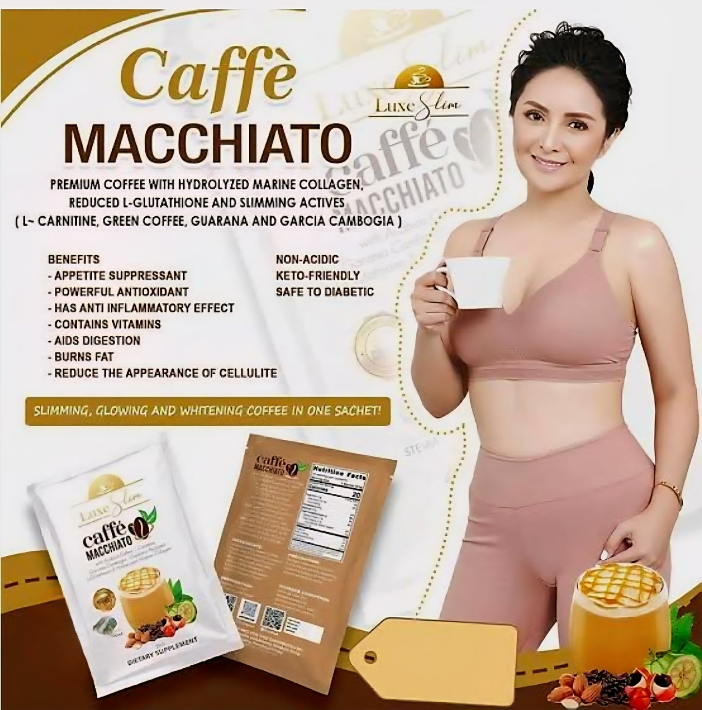 Luxe Slim CAFFE MACCHIATO 21g x 8 sachets (NEW POUCH PACKAGING)