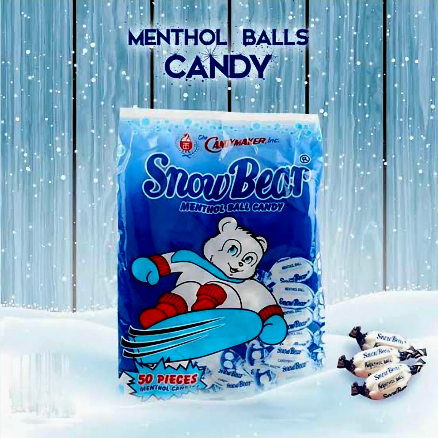 SNOWBEAR MENTHOL BALL CANDY 50-PIECES