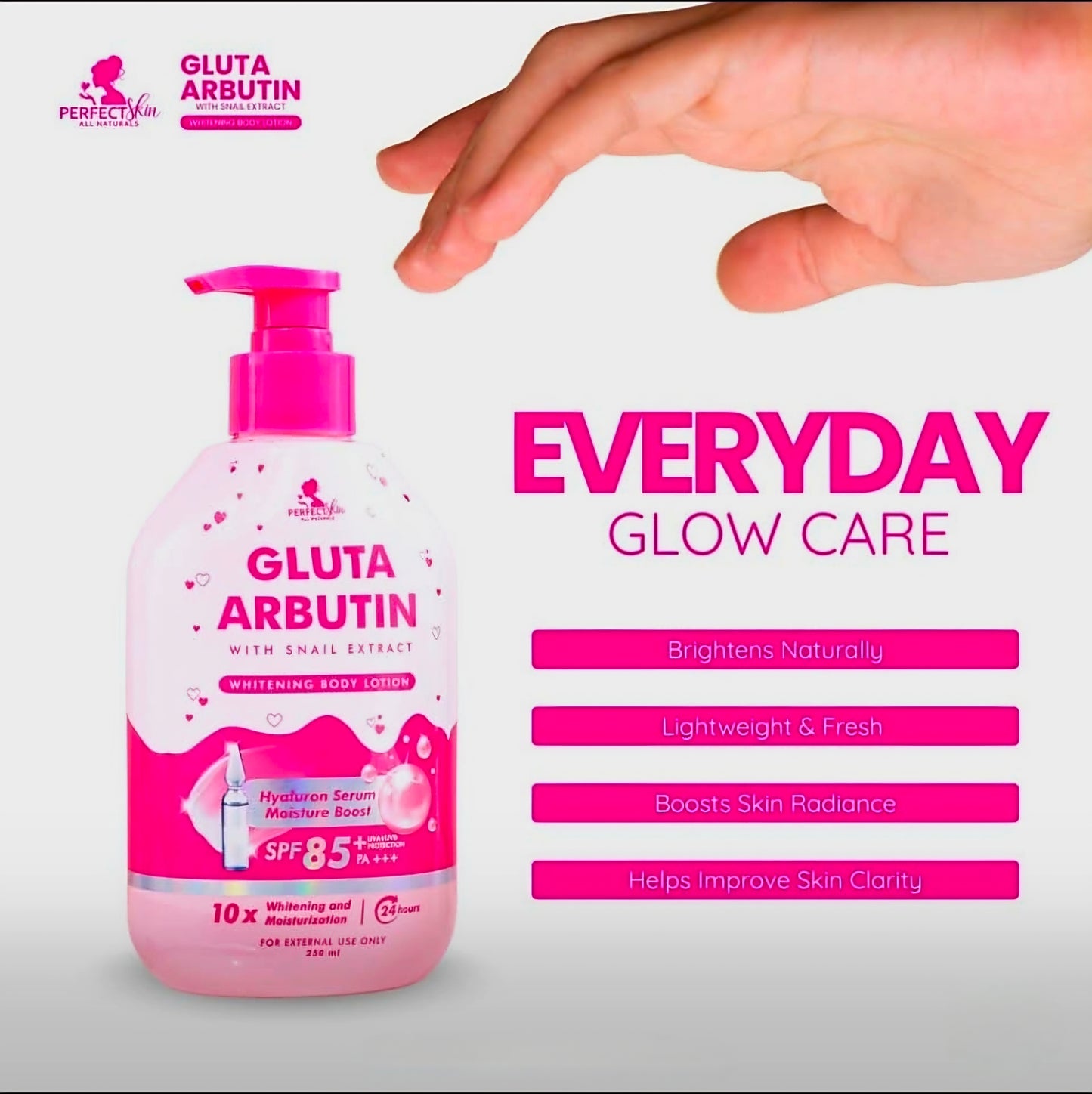 Perfect Skin GLUTA ARBUTIN with SNAIL EXTRACT Whitening Body Lotion SPF85 UVA/UVB PA+++ 250ml