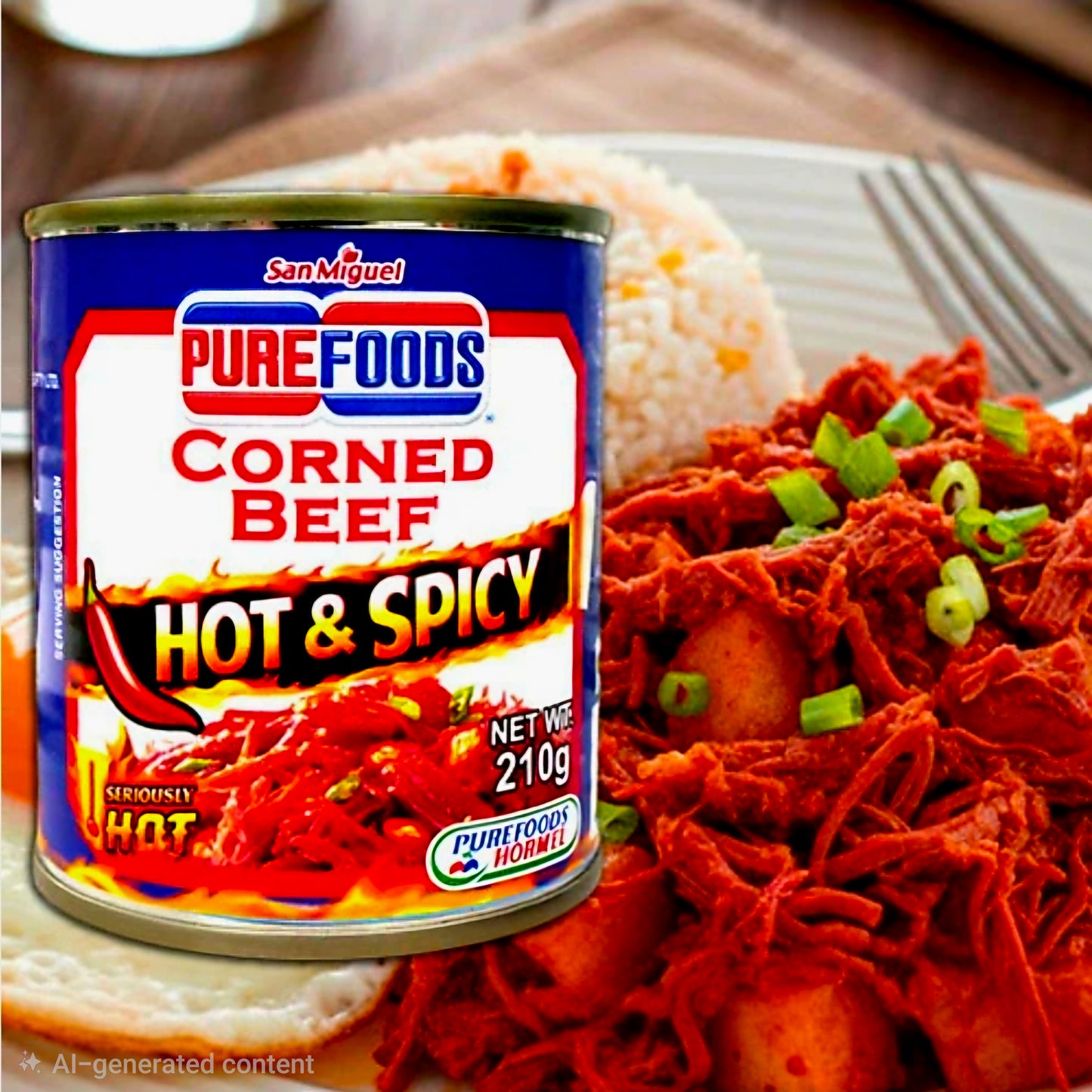 PUREFOODS CORNED BEEF HOT & SPICY 210G
