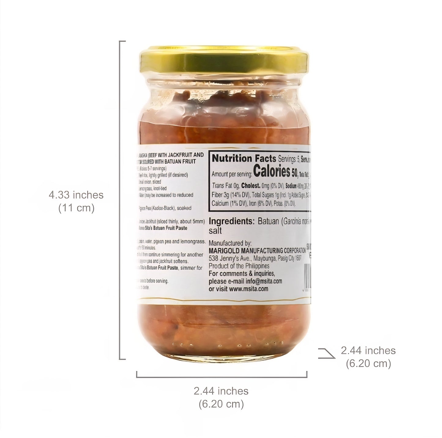 Mama Sita's Pure BATUAN FRUIT PASTE with PULP 215g