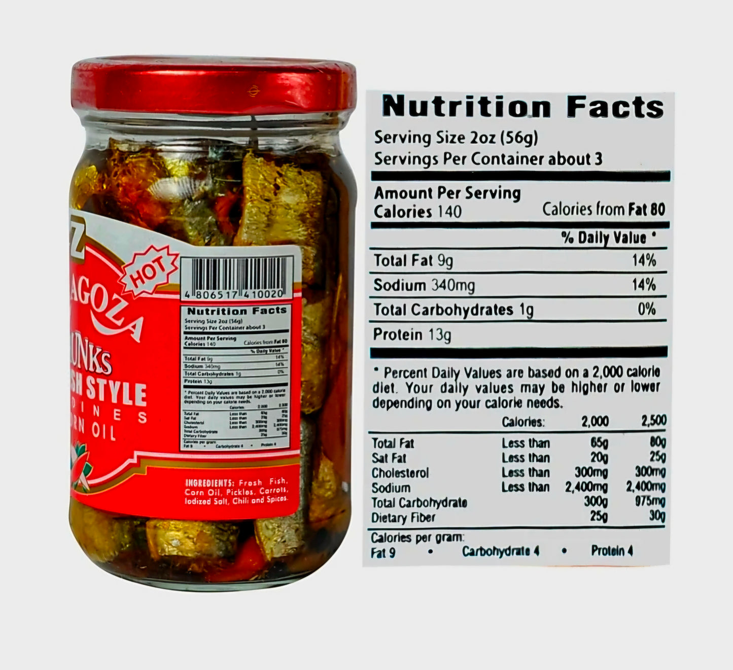 ZARAGOZA Spanish Style Sardines CHUNKS in Corn Oil 220g HOT (24.04.28)