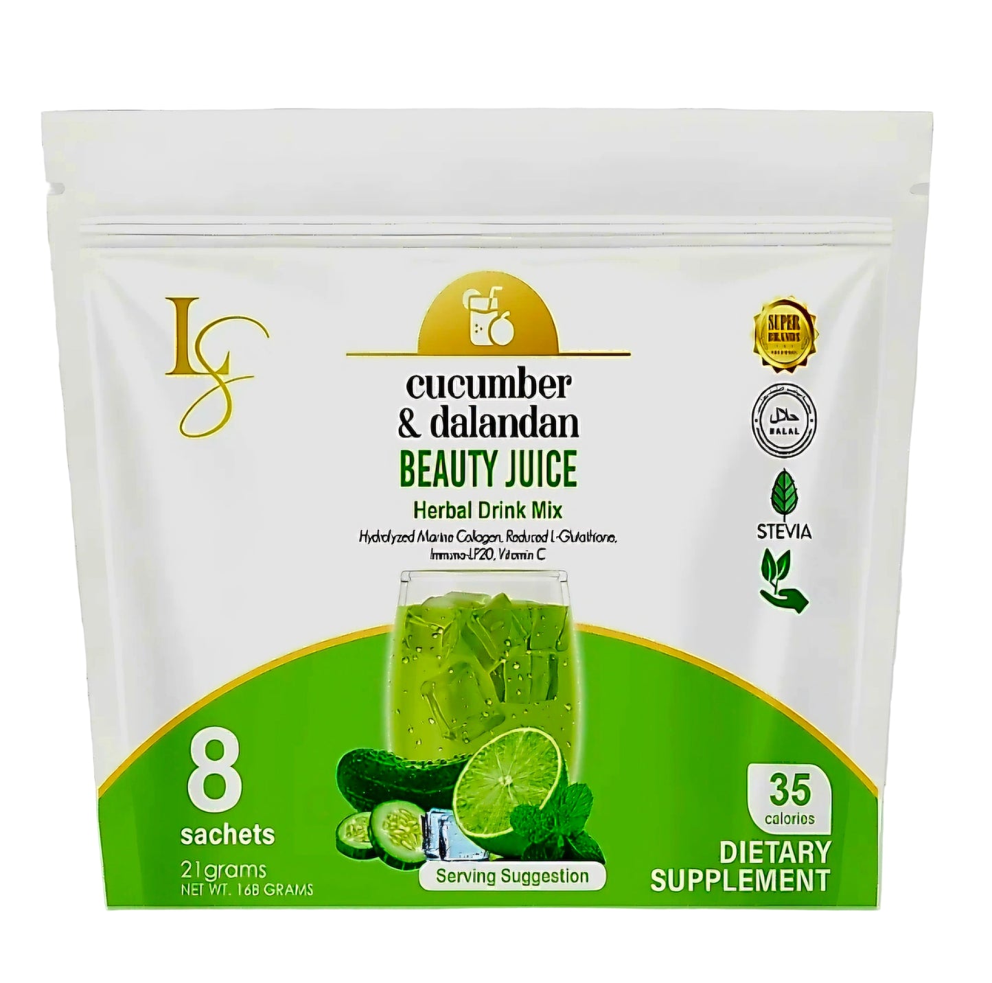 Luxe Slim CUCUMBER & DALANDAN BEAUTY JUICE 21g × 8-sachets Herbal Drink Mix