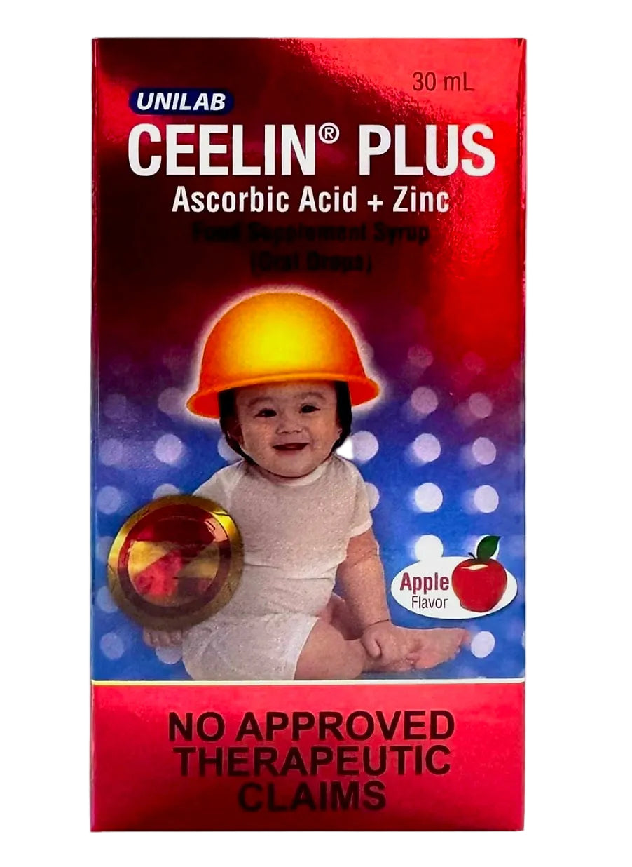 CEELIN PLUS Ascorbic Acid plus ZINC Oral Drops 30ml (for Ages 2 Years Old & Up) APPLE FLAVOR