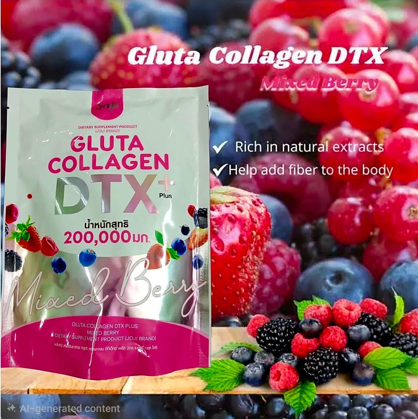 Joji Gluta Collagen DTX PLUS Mixed Berry 200,000mg 10-sachets AUTHENTIC THAILAND