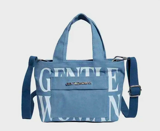 GENTLE WOMEN CUTE TINY Sling Tote Bag with Front Pocket DENIM
