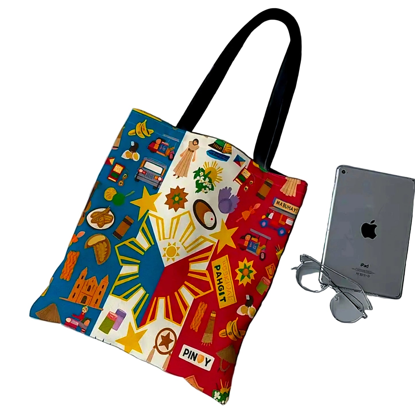 PHILIPPINES Flag Canvas Tote Bag CULTURAL SYMBOLS