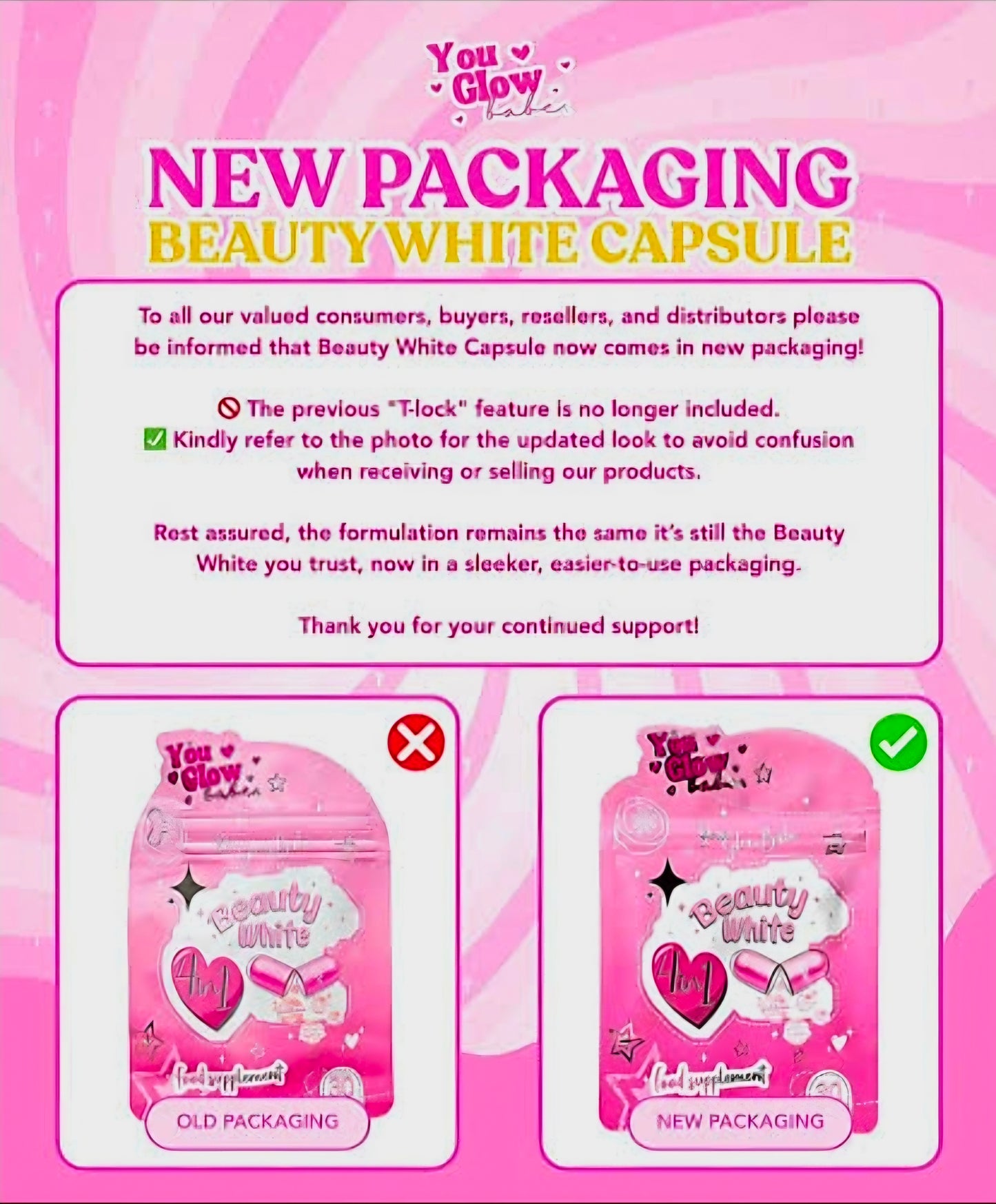 You Glow Babe BEAUTY WHITE 4-in-1 Glutathione 30-Capsules