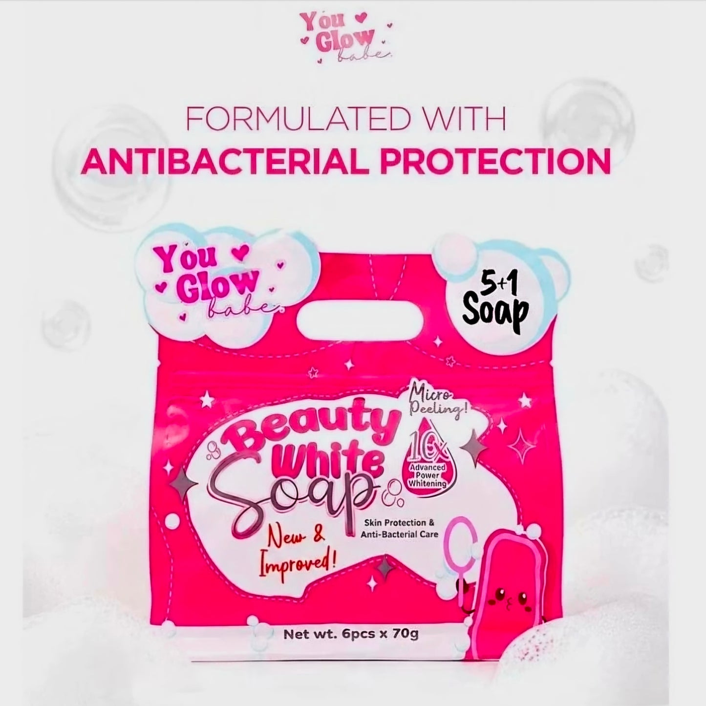 YOU GLOW BABE 5+1  BEAUTY WHITE SOAP 70G×6 (NEW PACKING)