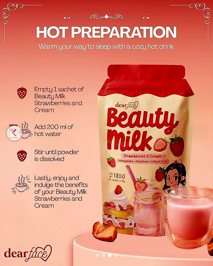 DearFace Beauty Milk STRAWBERRIES & CREAM 18g×10sachets