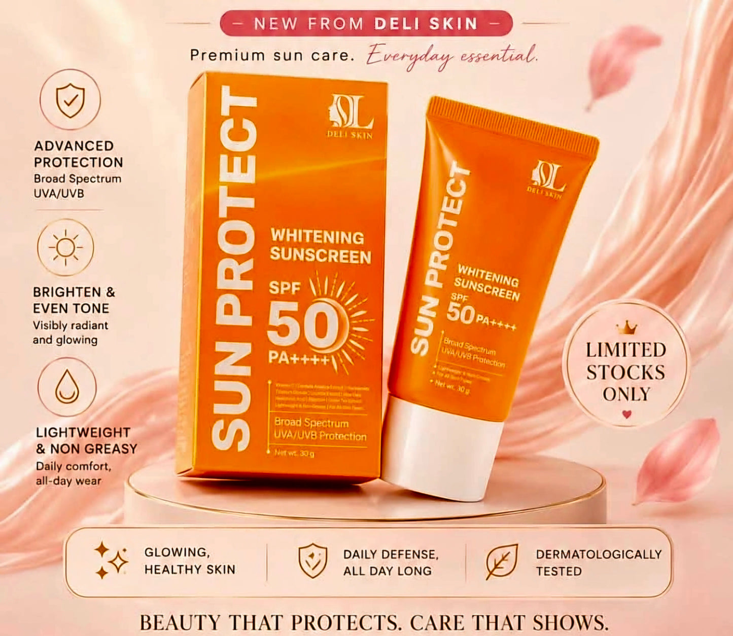 DELI SKIN SUN PROTECT WHITENING SUNSCREEN SPF50 30g