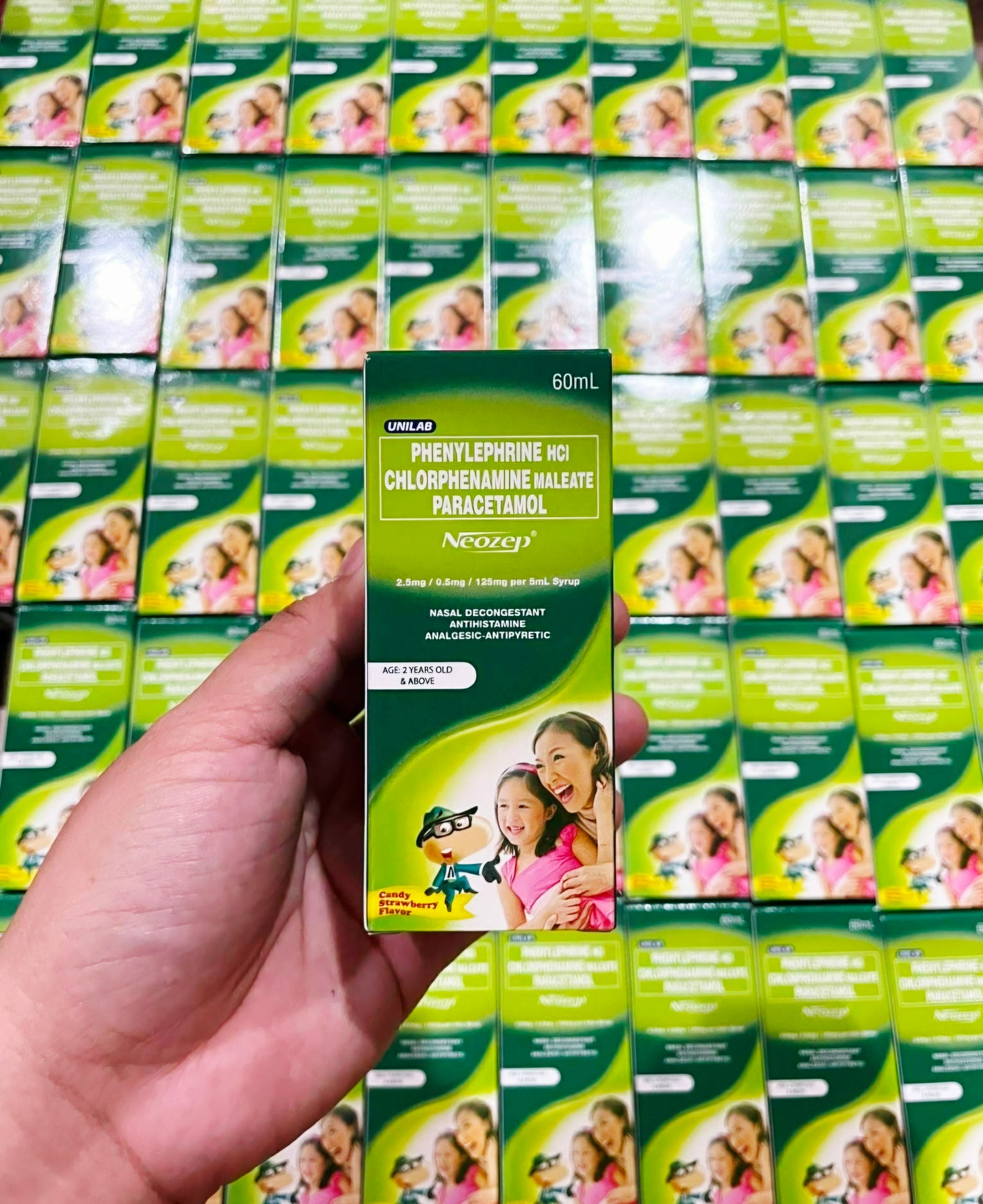 Neozep Nasal Decongestant 60ml for TODDLER (Ages 2 Years Old & Up) Candy Strawberry Flavor