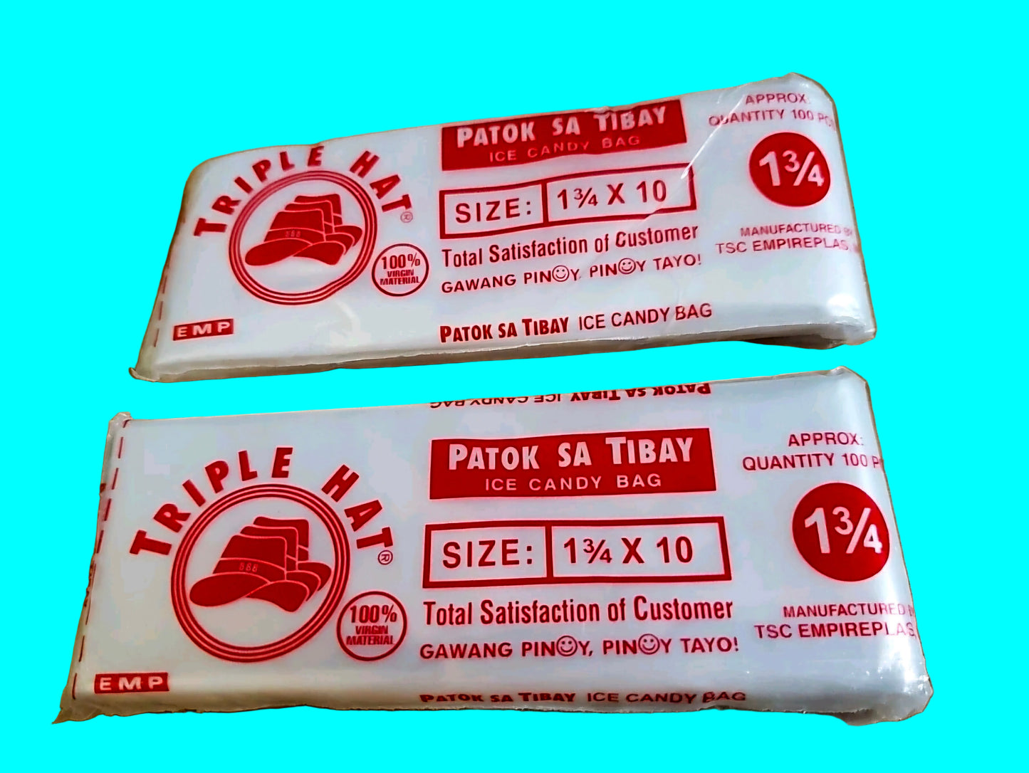 Triple Hat ICE CANDY BAG 100-sheets pack size: W: 1¾" x L: 10"