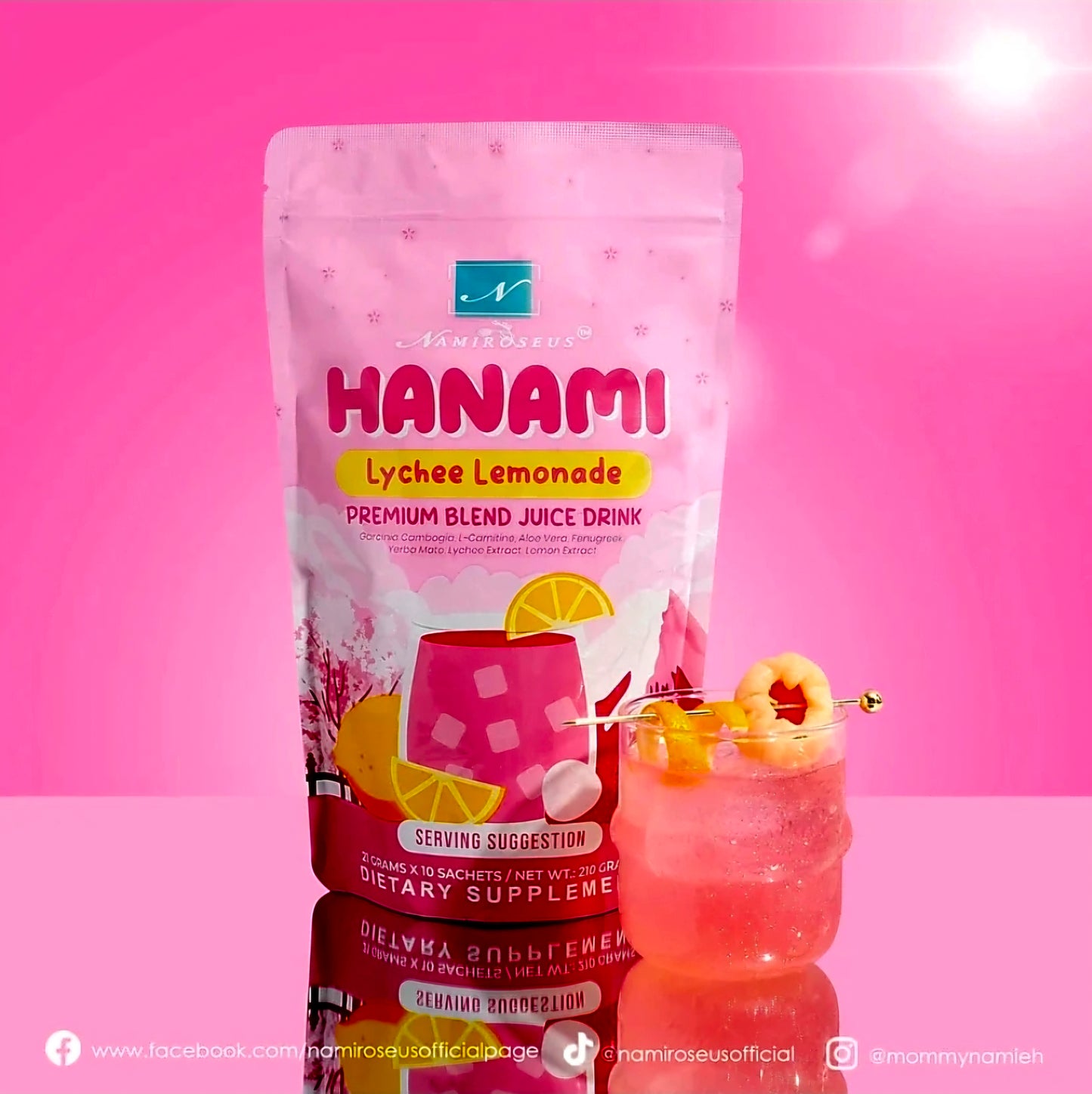 Namiroseus HANAMI Lychee Lemonade Premium Blend Juice Drink 21g x 10-sachets