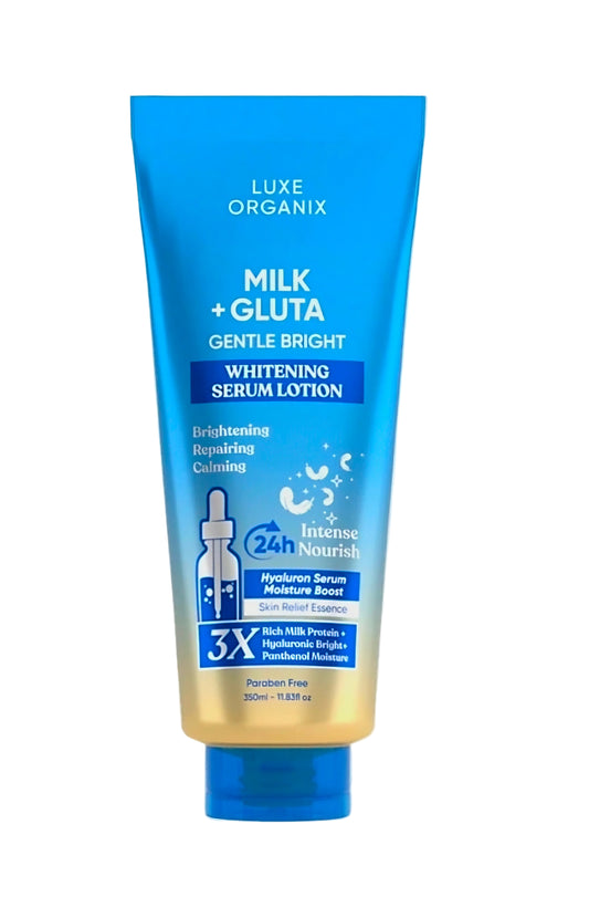 Luxe Organix MILK + GLUTATHIONE Youthful Gentle Bright Whitening Serum Lotion 350ml