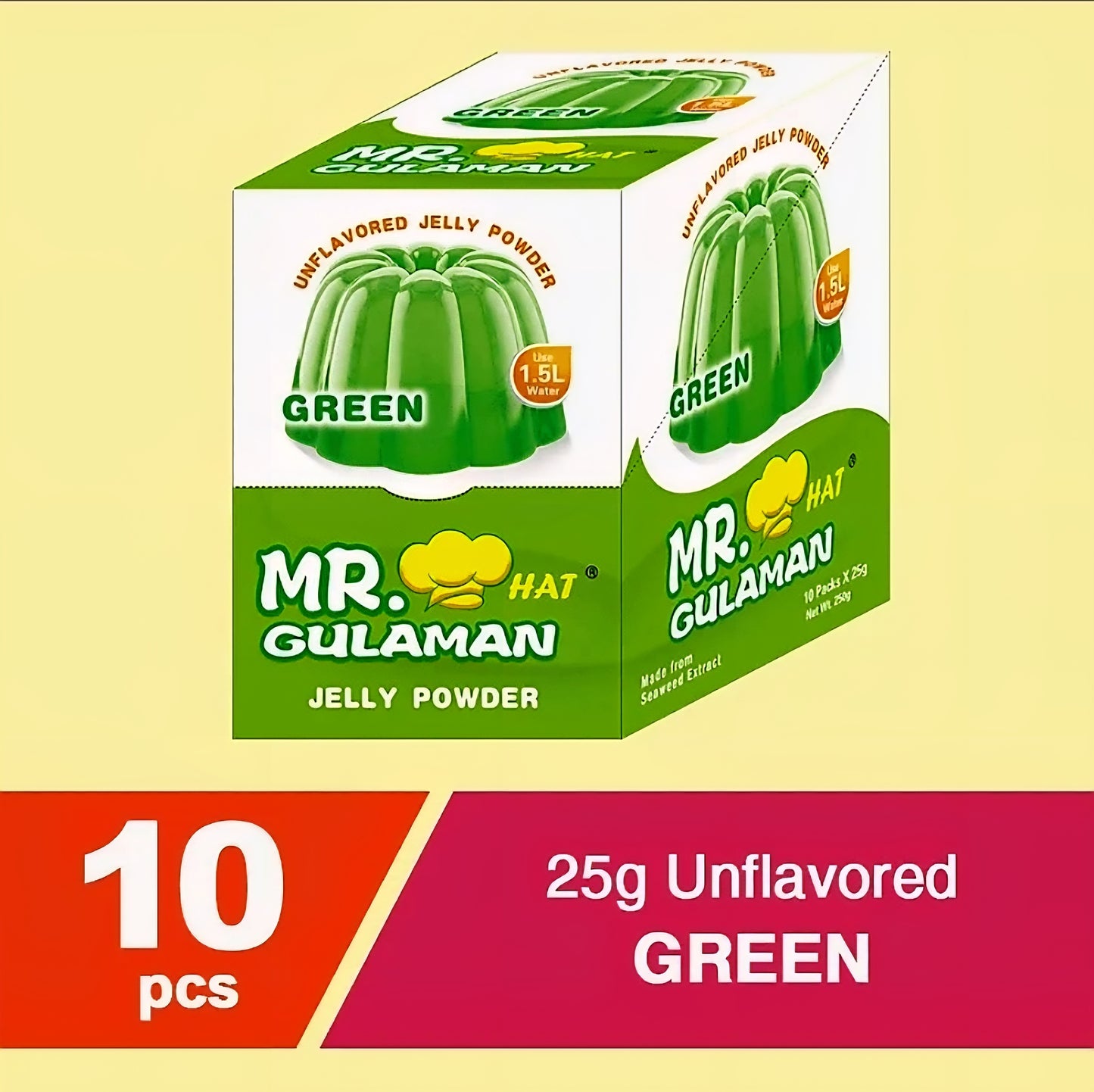 Mr. Hat UNFLAVORED GREEN GULAMAN 25g×10sachets (BOX)