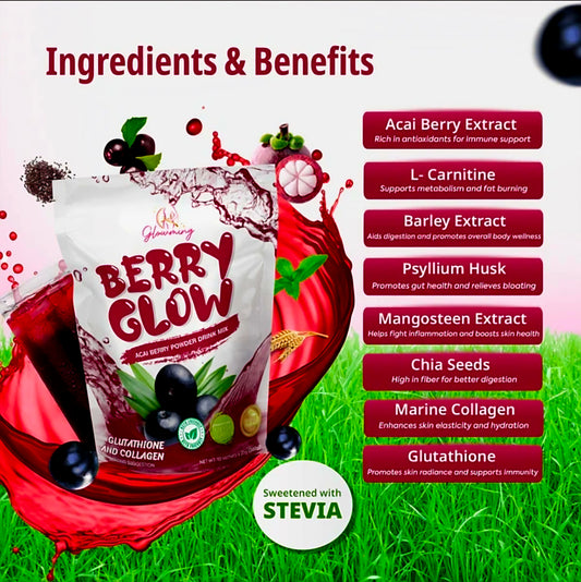 Glowming BERRY GLOW Acai Berry Glutathione & Collagen Drink 20g×10sachets
