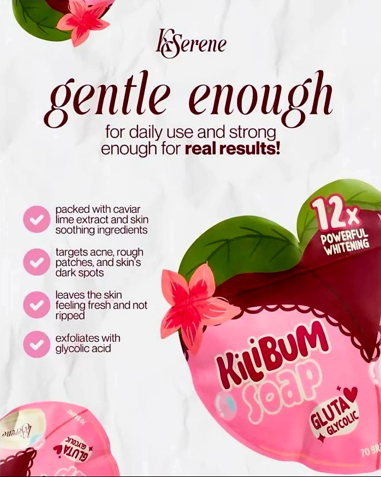 KSerene KILIBUM SOAP Gluta Glycolic 12x Powerful Whitening 70g×3pcs Pack