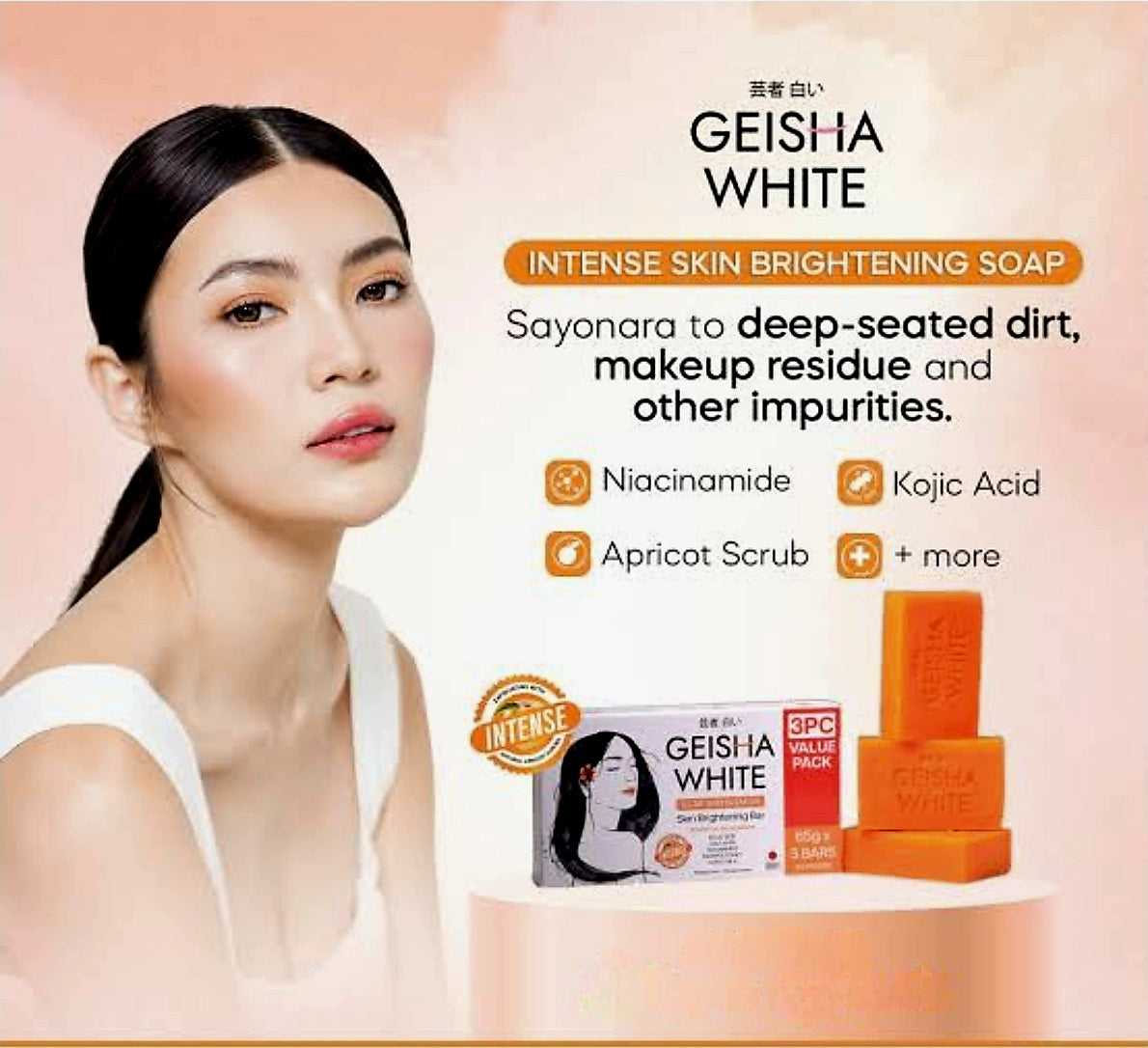 GEISHA WHITE CLASSIC Scar & Blemish Skin Brightening Bar TWINPACK 65g×2bars