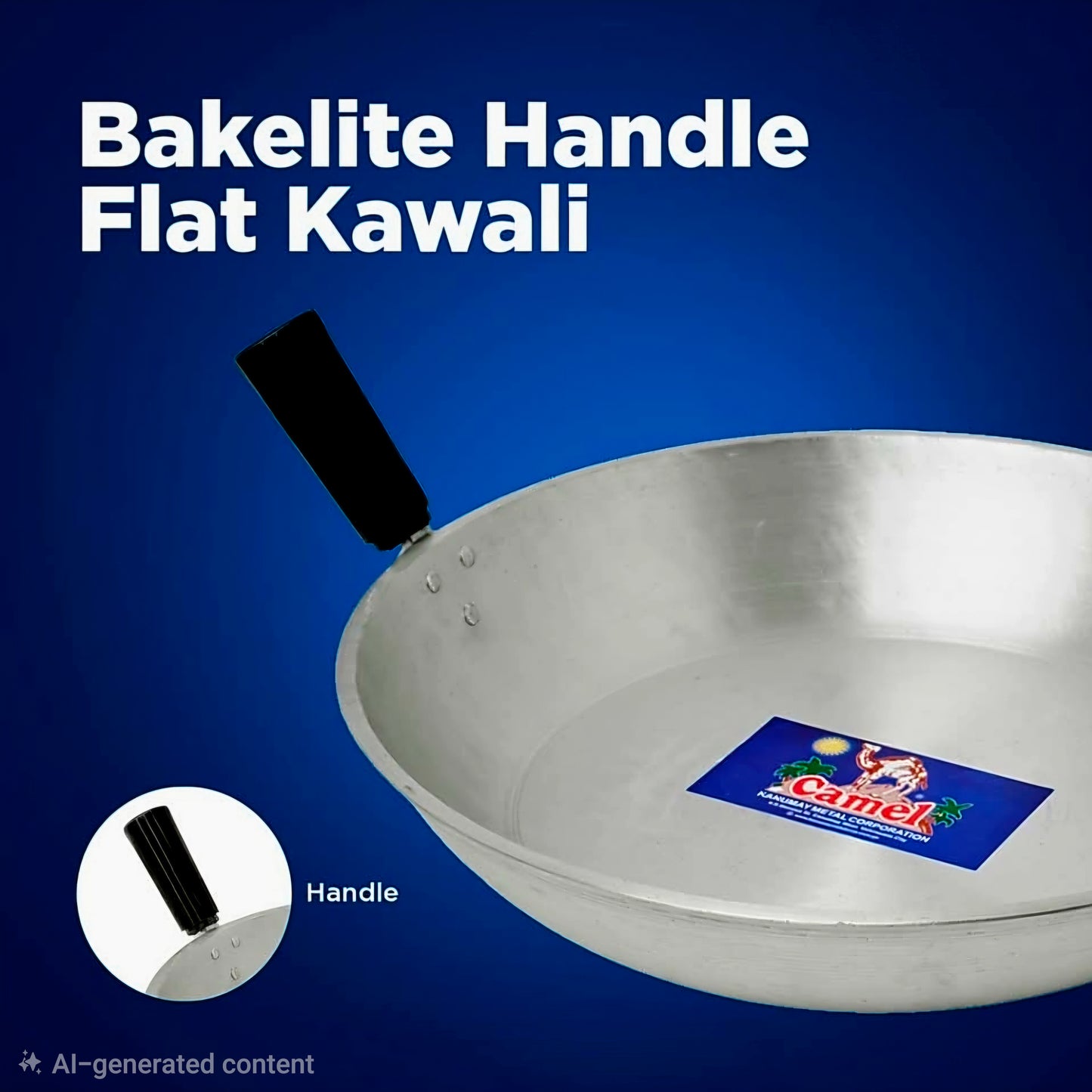 CAMEL BRAND Singe-handle FLAT KAWALI with Cover NO.5 (Small)