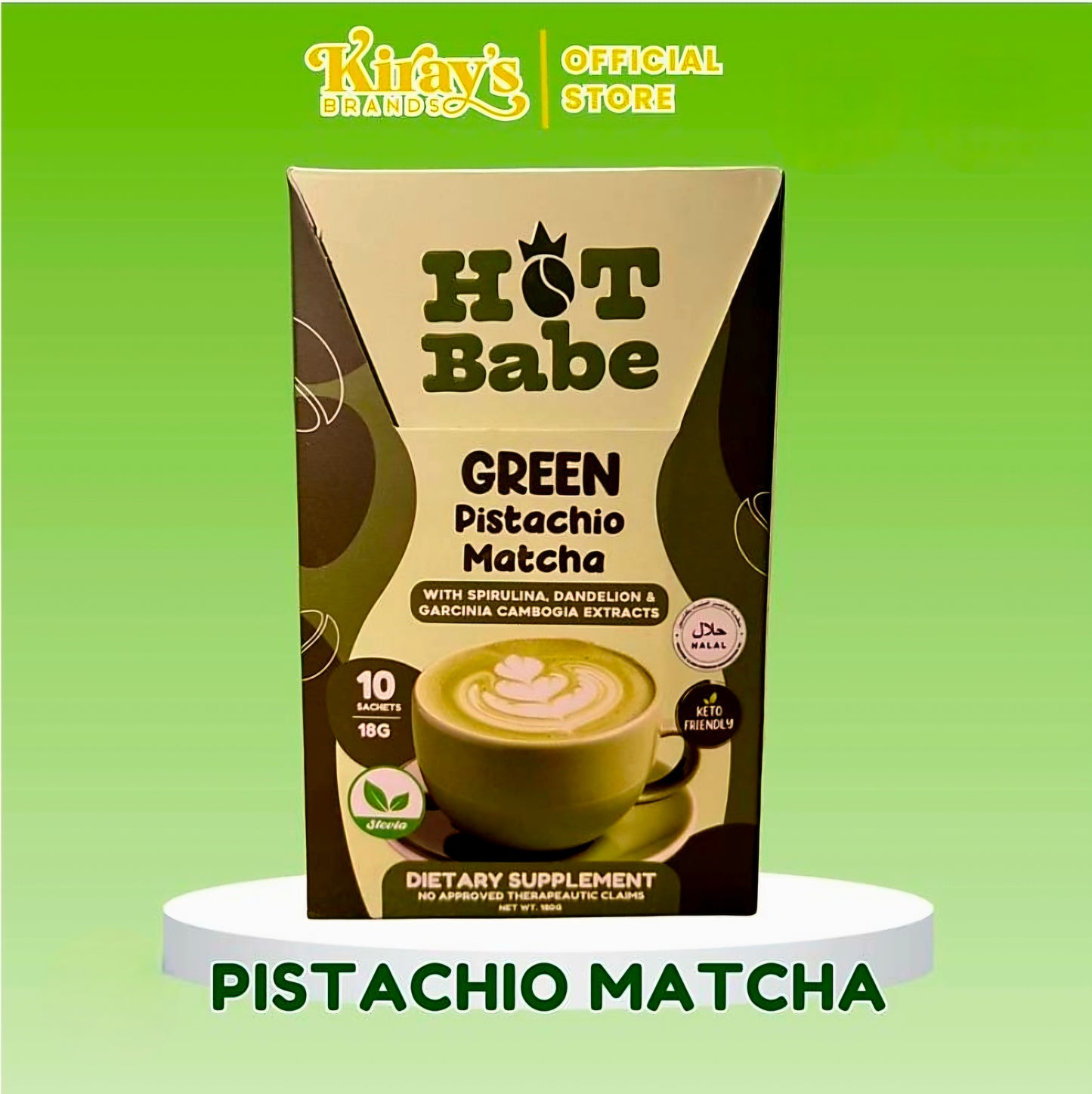 Hot Babe by Kiray Celis GREEN PISTACHIO MATCHA LATTE 18g×10sachets (GREEN  SERIES)