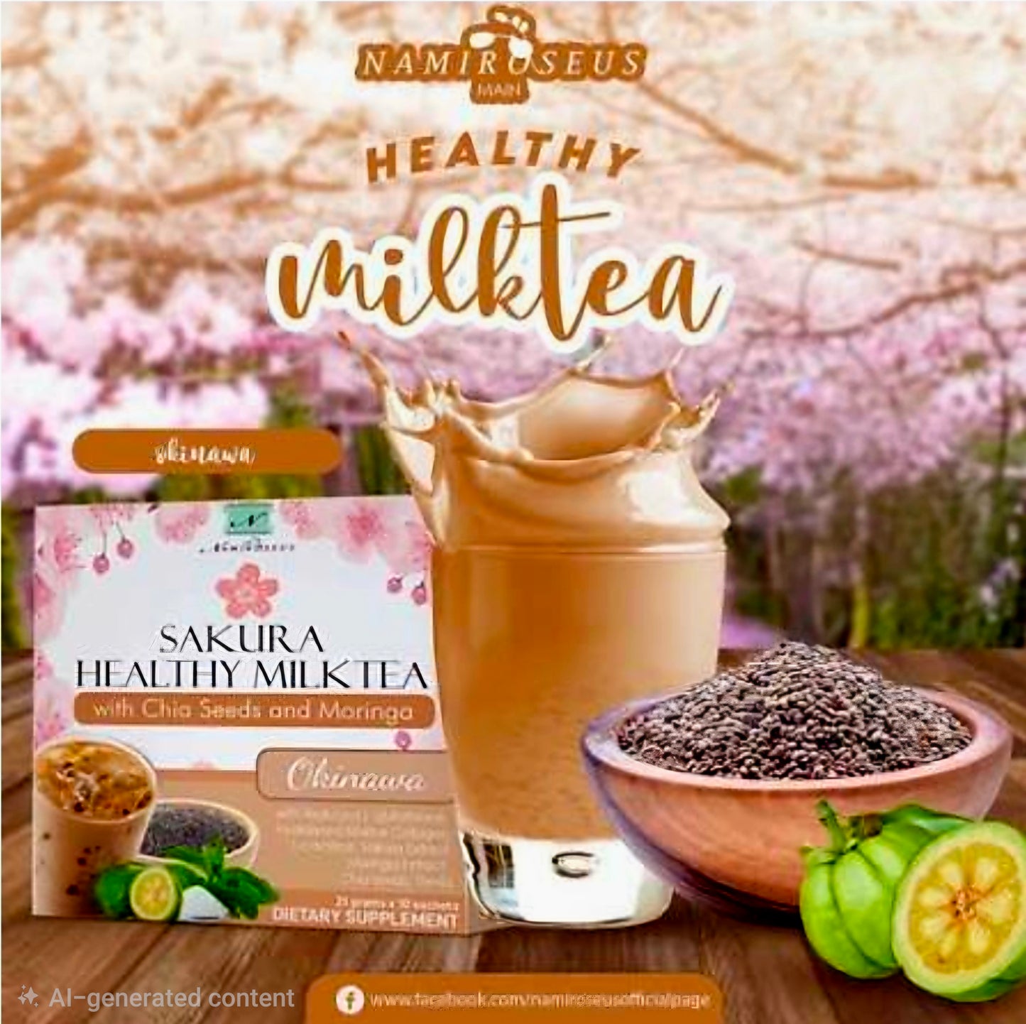 Namiroseus SAKURA HEALTHY THAI MILK TEA with CHIA Seeds & MORINGA 21g x 10-sachets