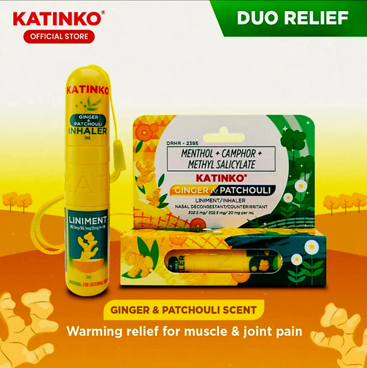 KATINKO GINGER PATCHOULLI DUO-RELIEF LINIMENT + INHALER IN ONE