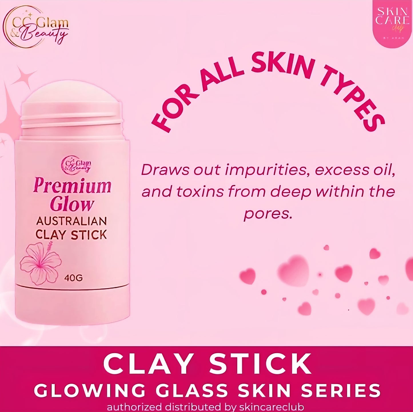 Premium Glow AUSTRALIAN CLAY STICK by CC Glam & Beauty 40g