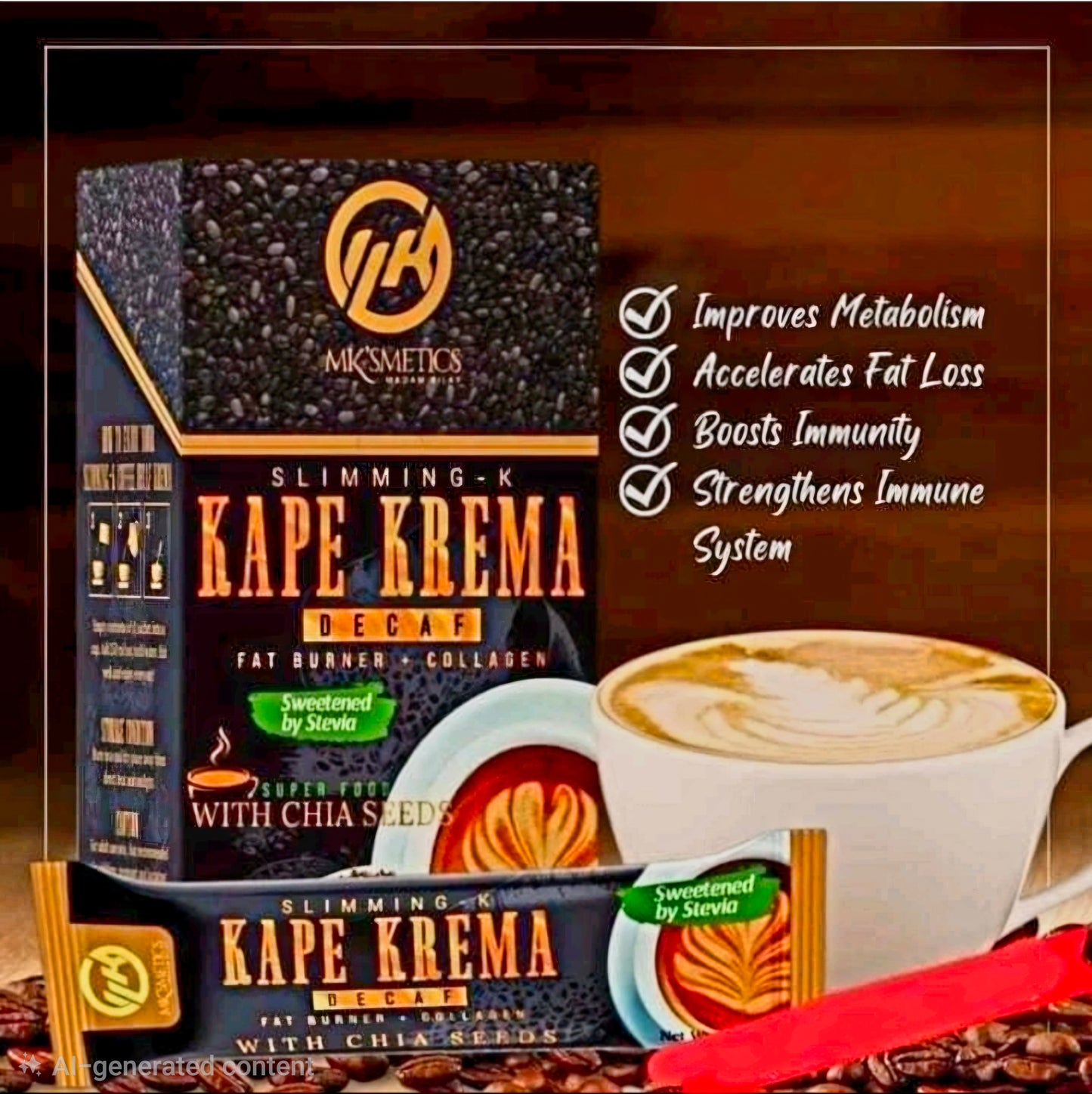 MK'SMETICS MADAM KILAY SLIMMING-K KAPE KREMA DECAF 210G