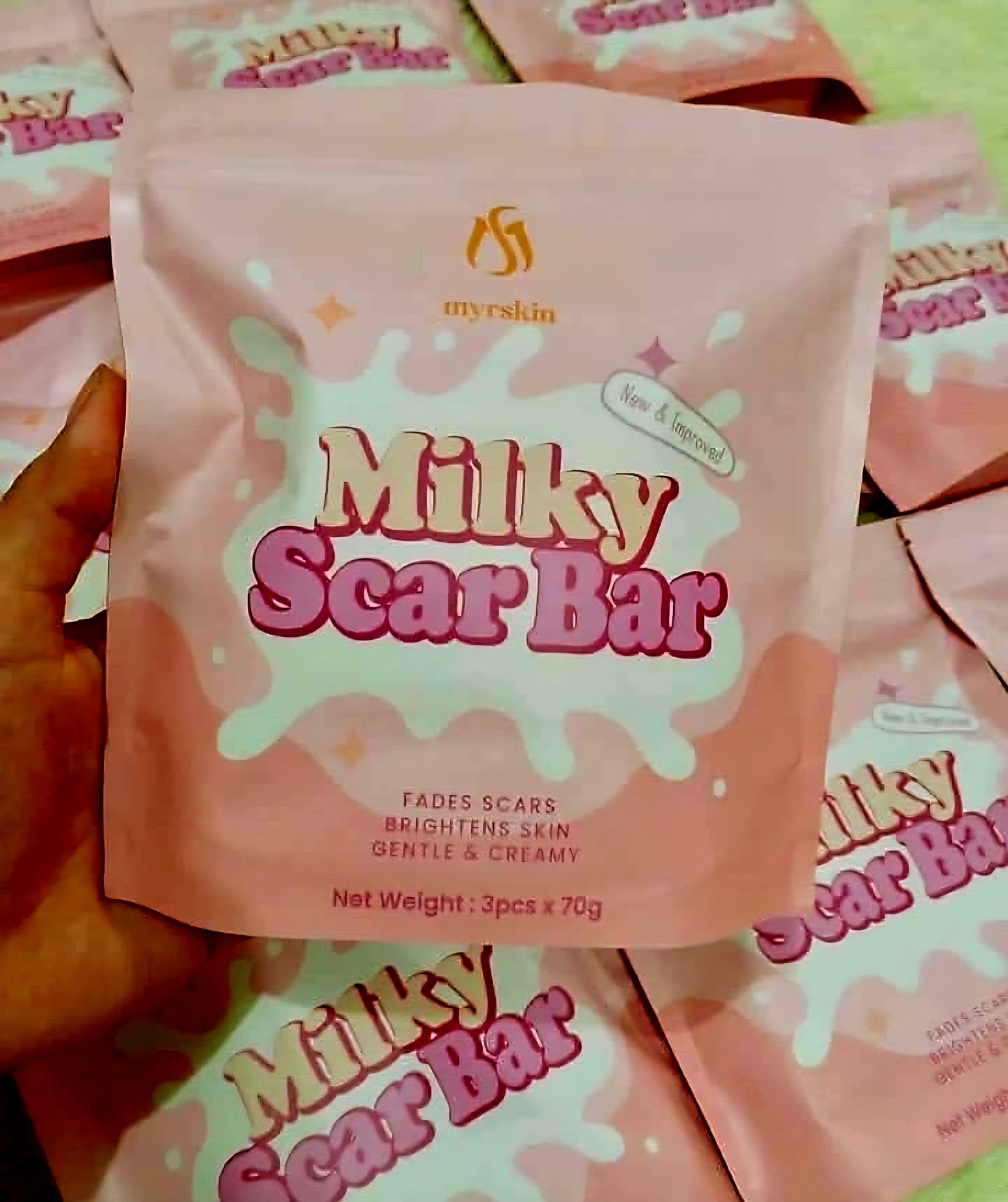 Myrskin MILKY SCAR BAR Fades & Brightens Scars 70gx3pcs Pack (210g)