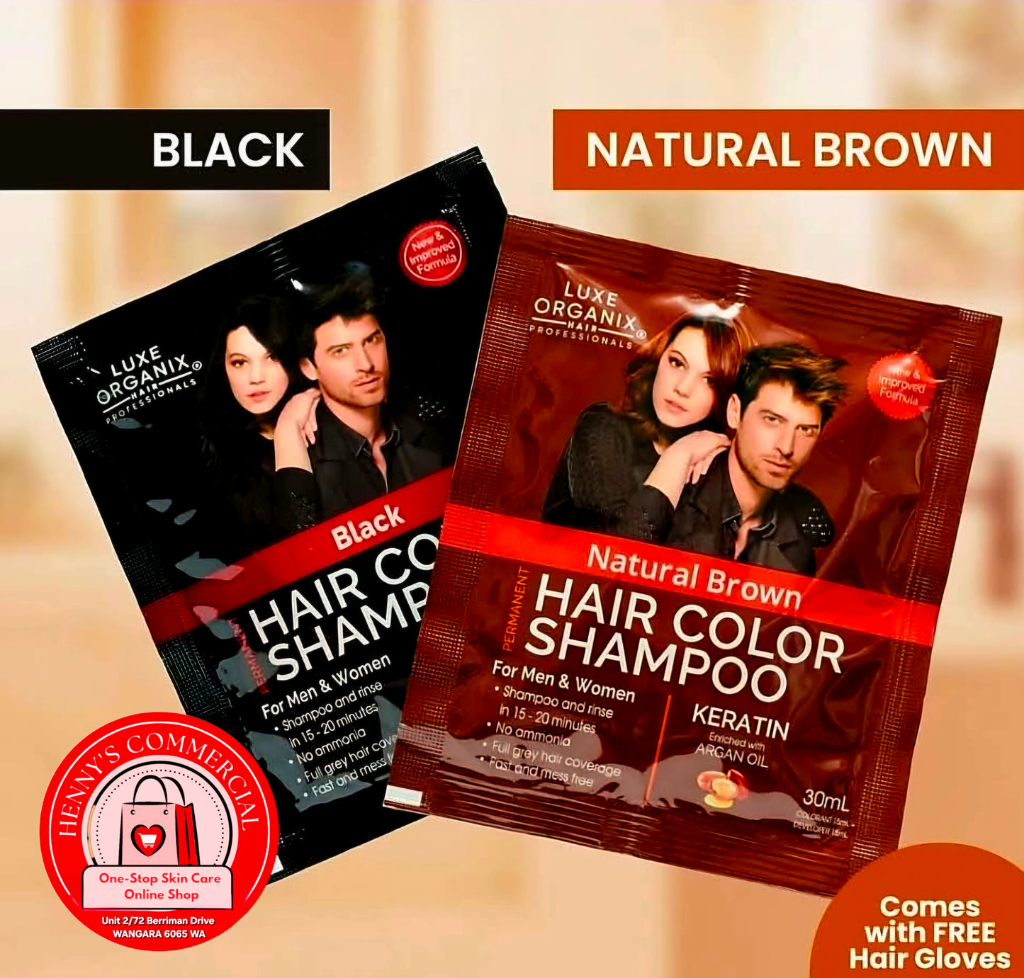 Luxe Organix HAIR COLOR SHAMPOO 30ml (BLACK)