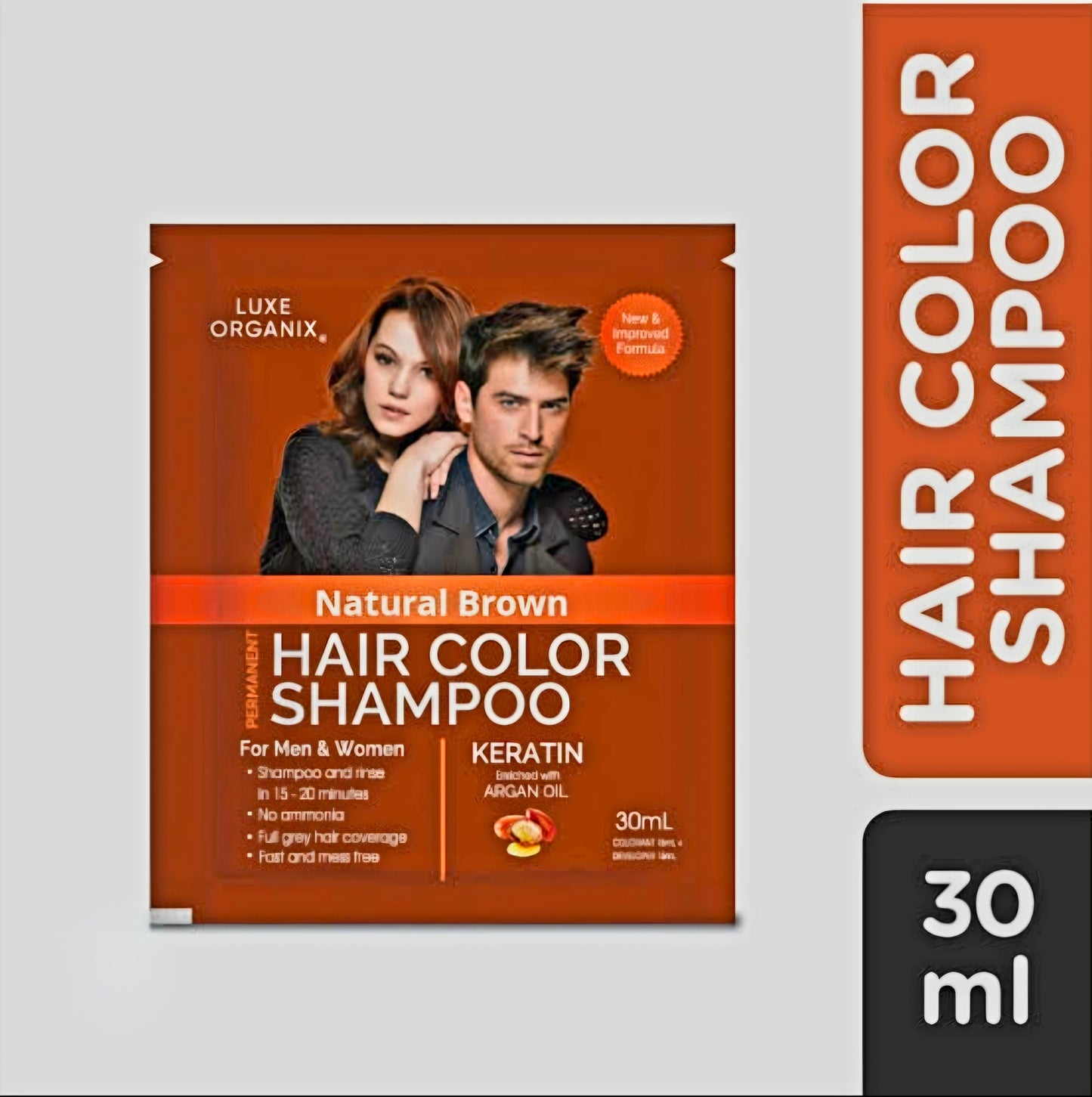 Luxe Organix HAIR COLOR SHAMPOO 30ml (NATURAL BROWN)