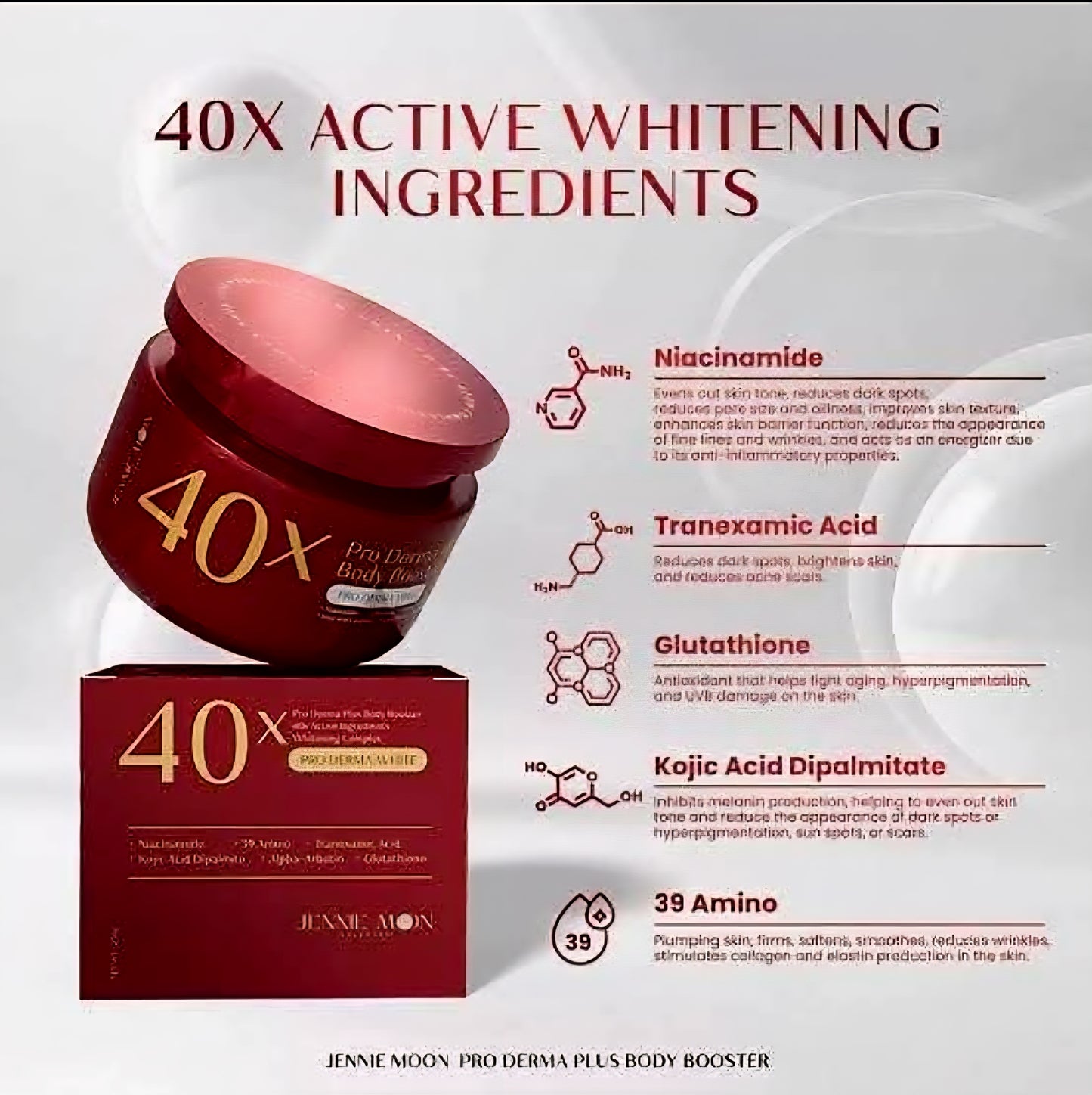 JENNIE MOON 40X Pro Derma Plus Body Booster Pro Derma White 250g AUTHENTIC THAILAND