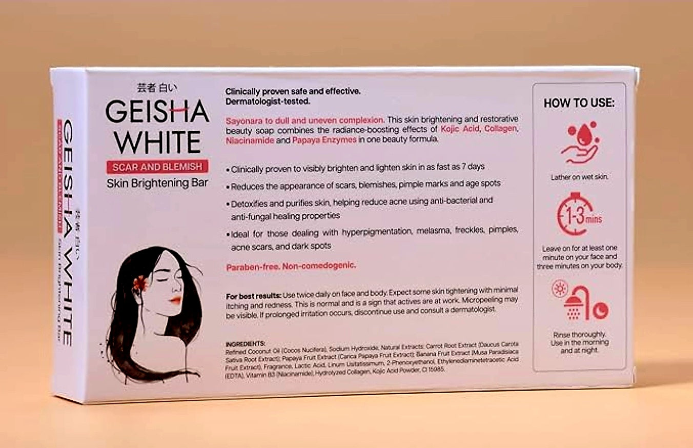 GEISHA WHITE CLASSIC Scar & Blemish Skin Brightening Bar TRIPLE PACK 65g×3bars