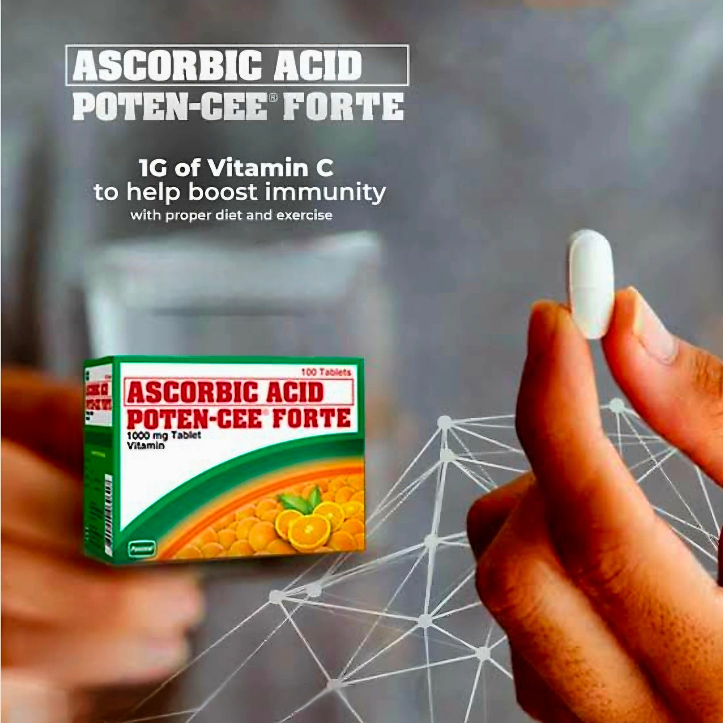 POTEN-CEE FORTE Ascorbic Acid 1000mg Vitamin-C 10-Tablets TRAVEL PACK