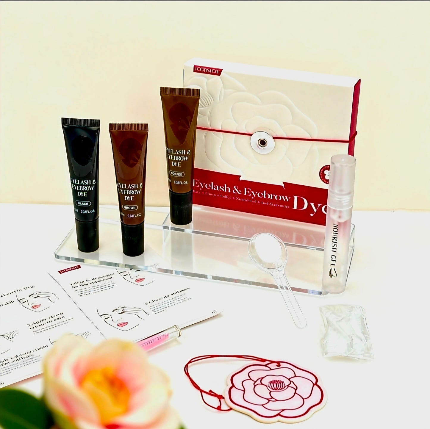 Iconsign DIY EYELASH & EYEBROW DYE SET with 3 Colours (Black, Brown, Coffee)