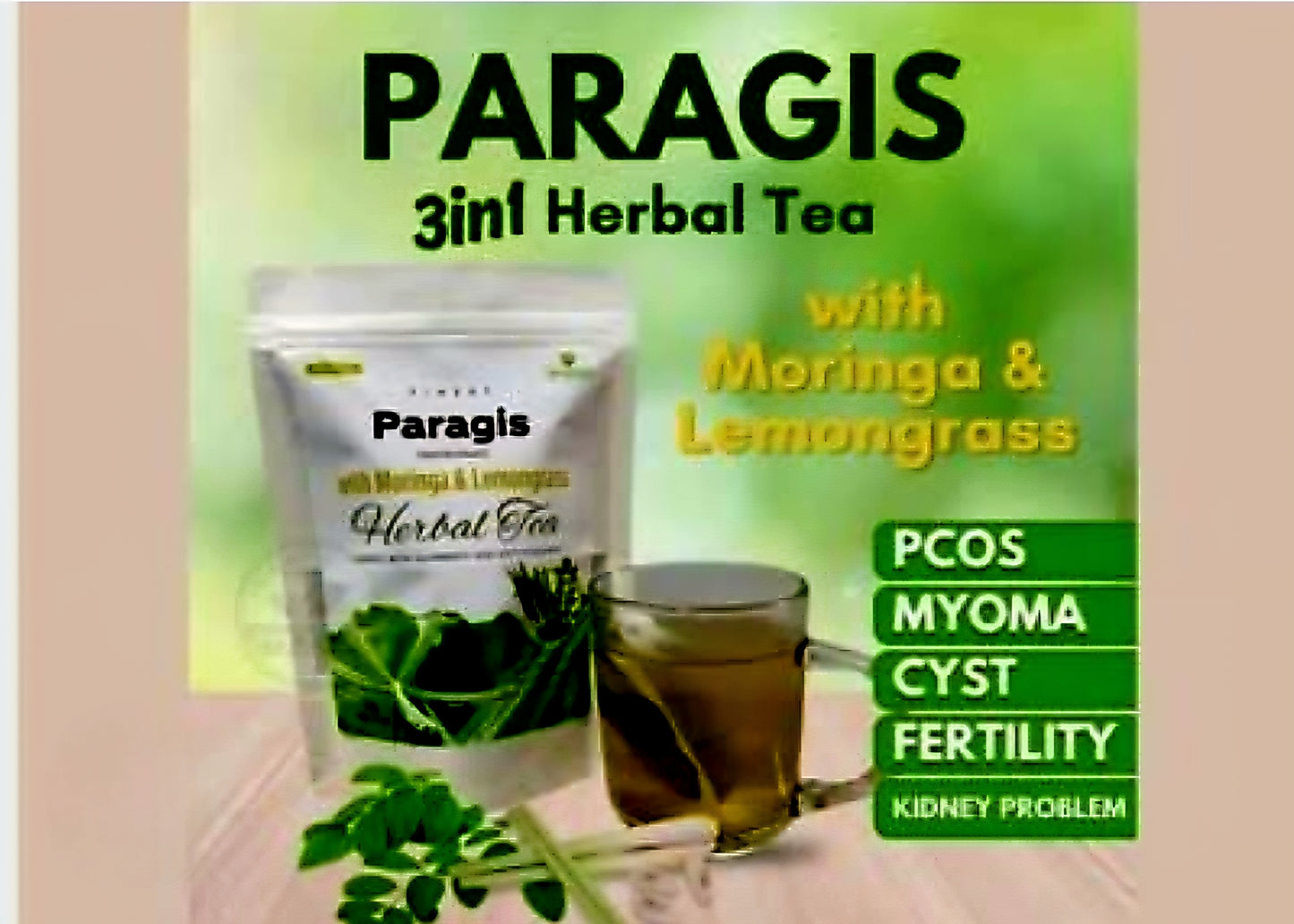Finest PARAGIS (Goosegrass) 3in1 Herbal Tea with Moringa & Lemongrass 50g (Teabags)
