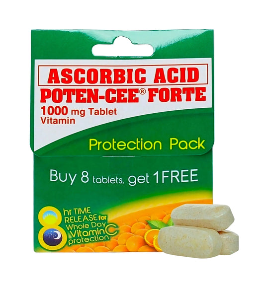 POTEN-CEE FORTE Ascorbic Acid 1000mg Vitamin-C 10-Tablets TRAVEL PACK