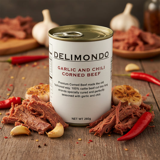 ‼️SALE‼️DELIMONDO CHILI GARLIC CORNED BEEF 260G (04/07/27)