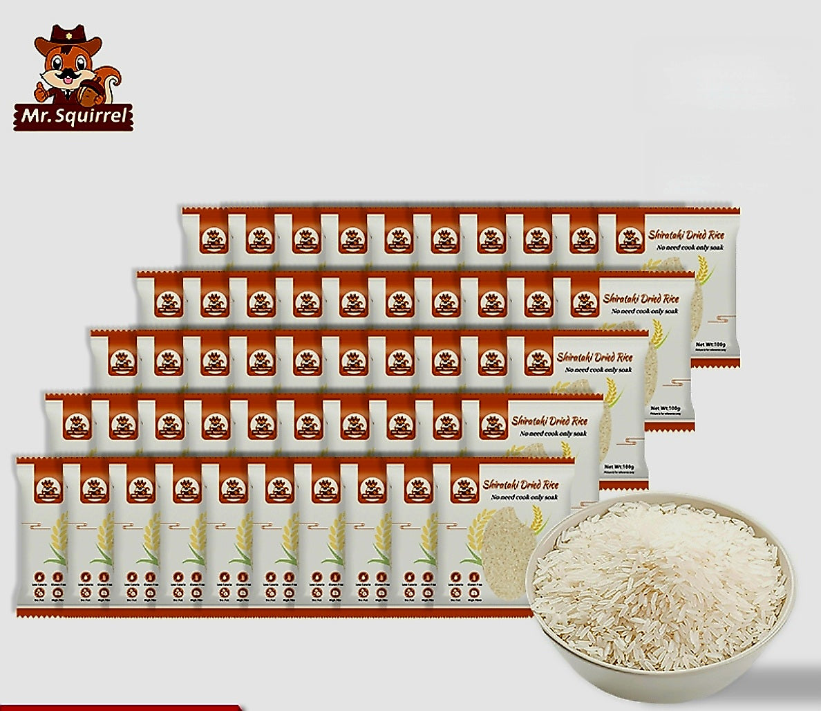 Mr.Squirrel SHIRATAKI DRIED RICE 100g (1-Serve Packet)