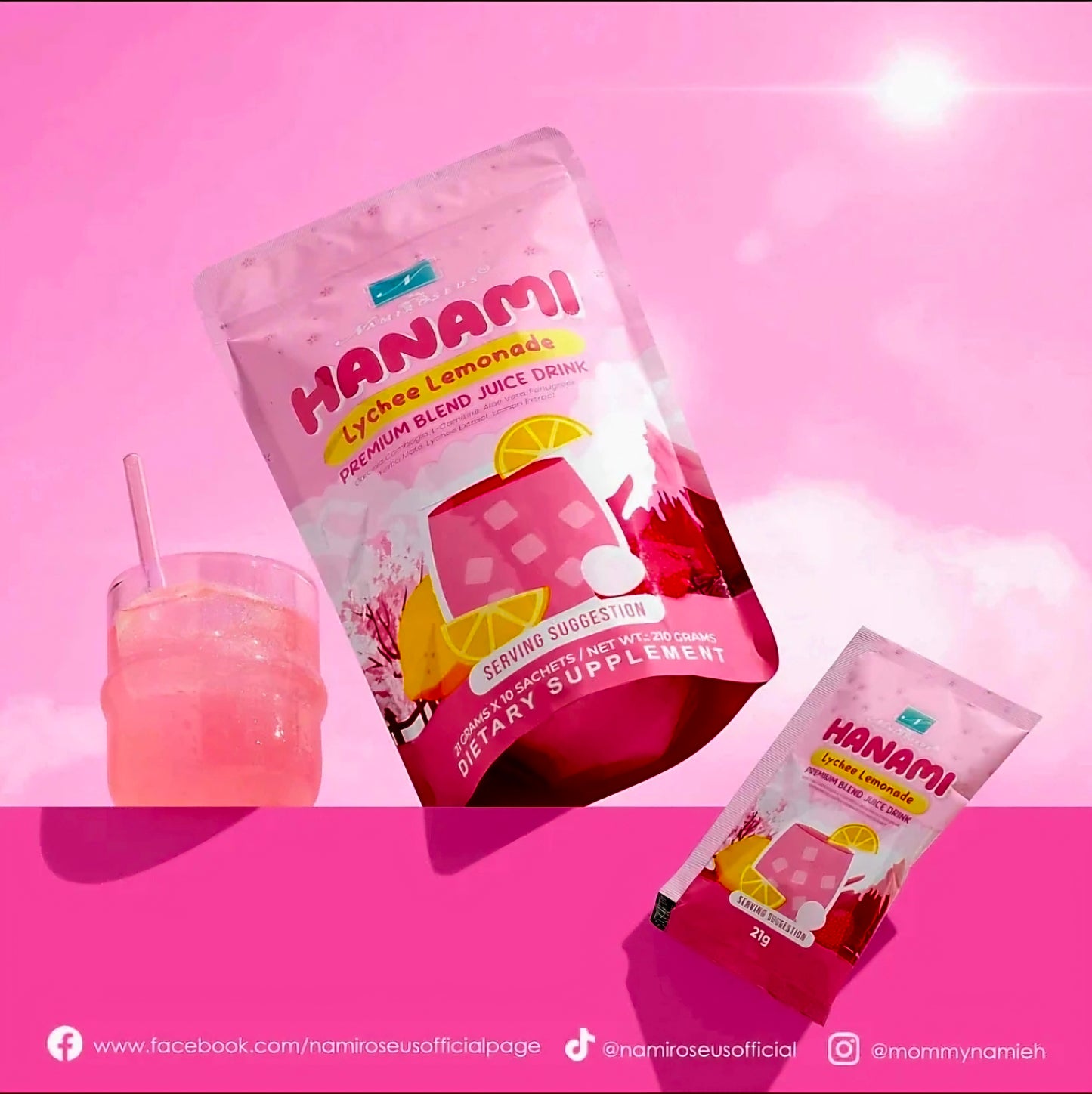 Namiroseus HANAMI Lychee Lemonade Premium Blend Juice Drink 21g x 10-sachets