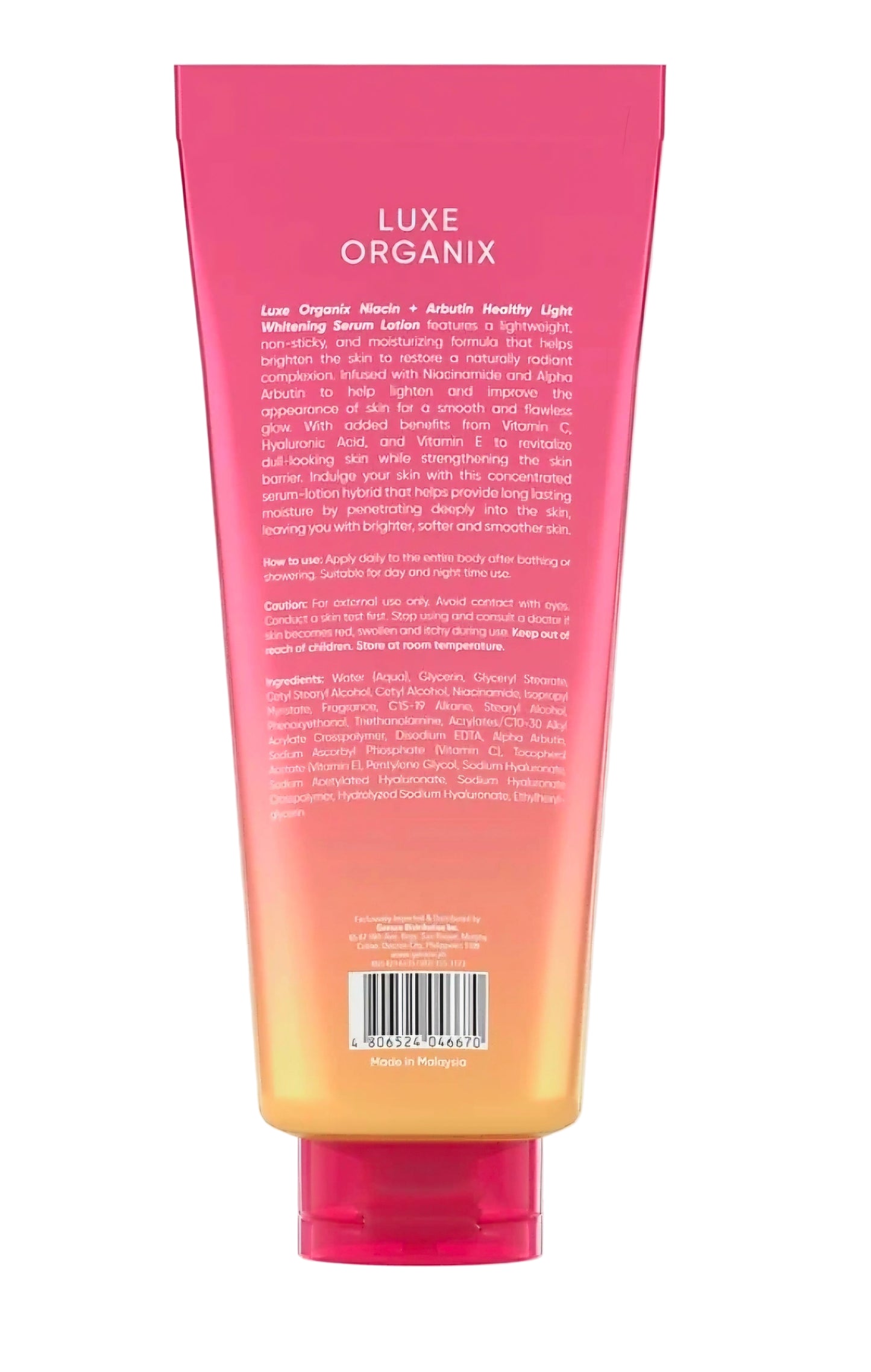 Luxe Organix NIACINAMIDE + ARBUTIN Healthy Light Whitening Serum Lotion 350ml