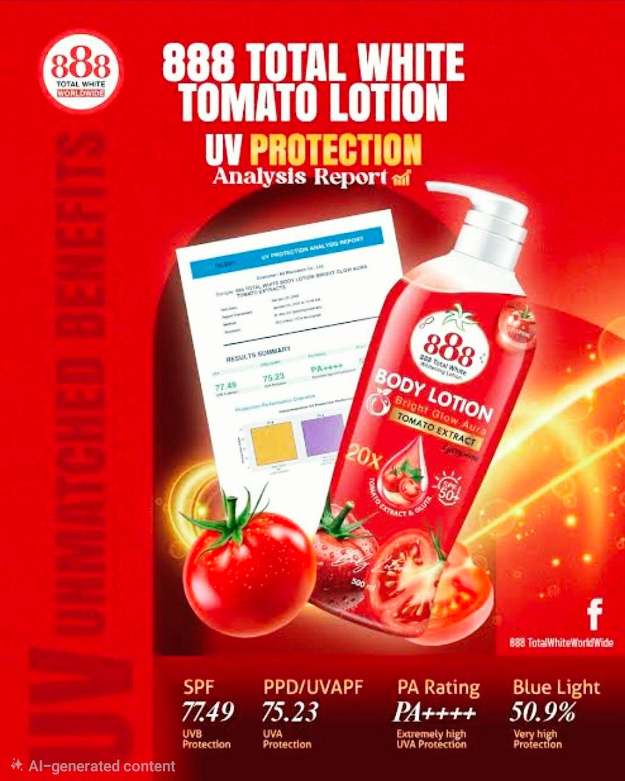 888 TOMATO BRIGHT GLOW AURA 20X WHITENING BODY LOTION 500ML