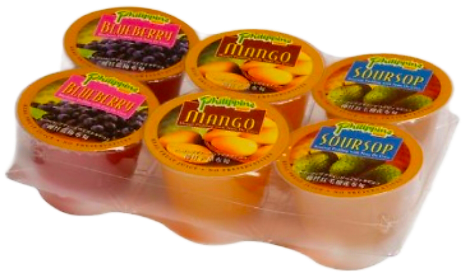 PHILIPPINE BRAND ASSORTED FRUIT PUDDING 100G×6 (MANGO, GUYABANO, BLUEBERRY)
