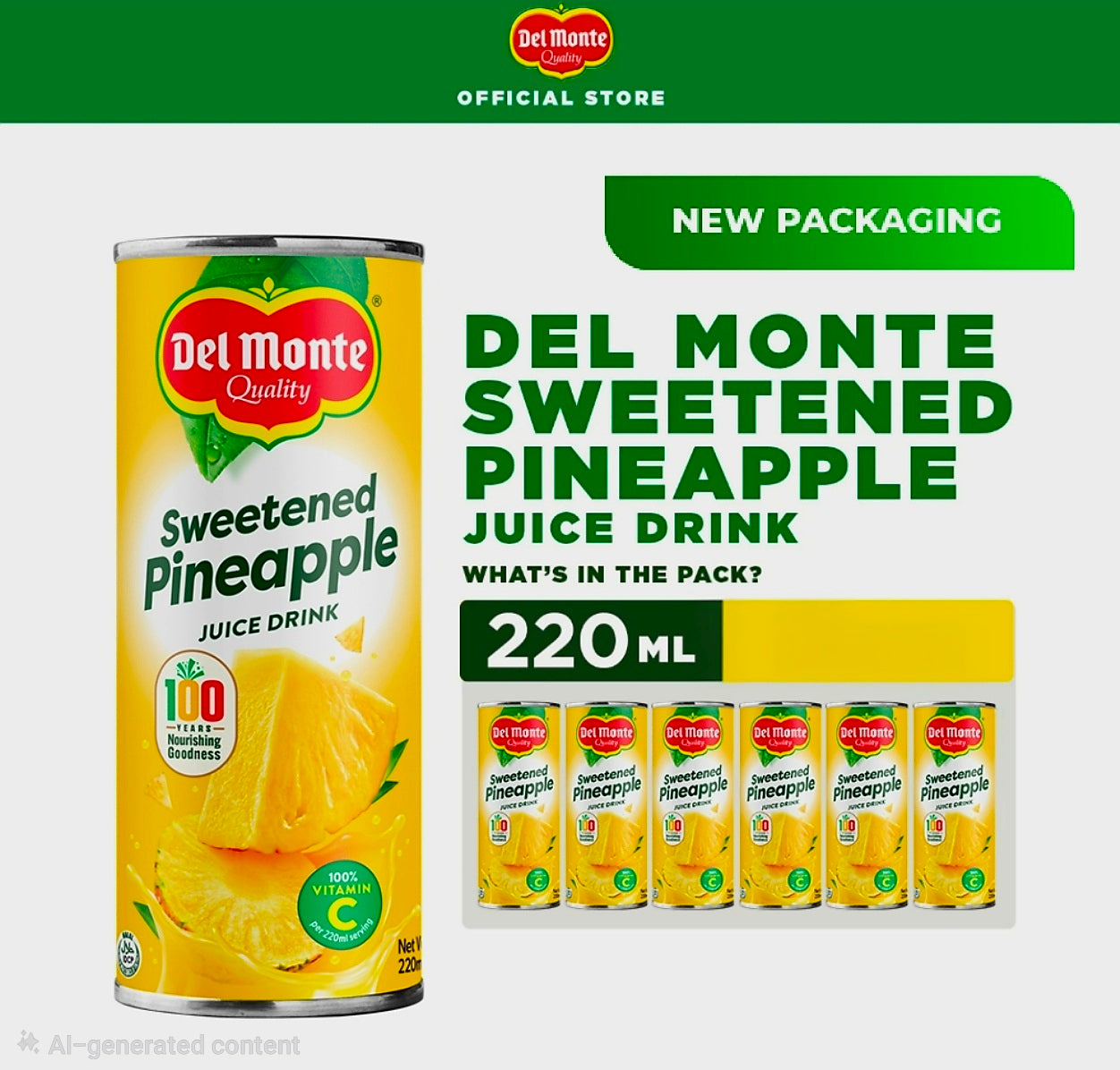 DEL MONTE SWEETENED PINEAPPLE JUICE 220ML