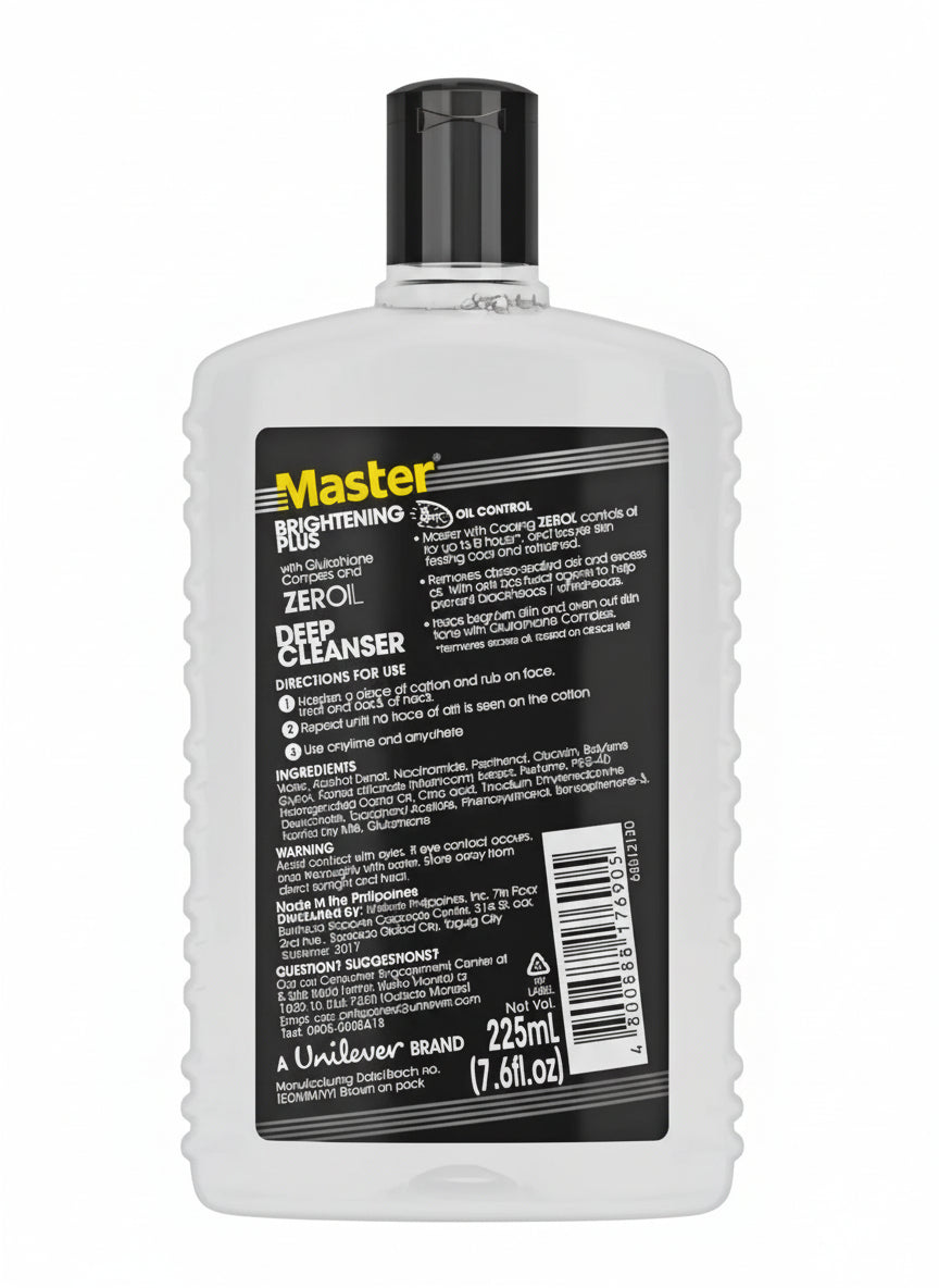 Master WHITENING PLUS with Glutathione Complex & ZEROIL Deep Cleanser 225ml