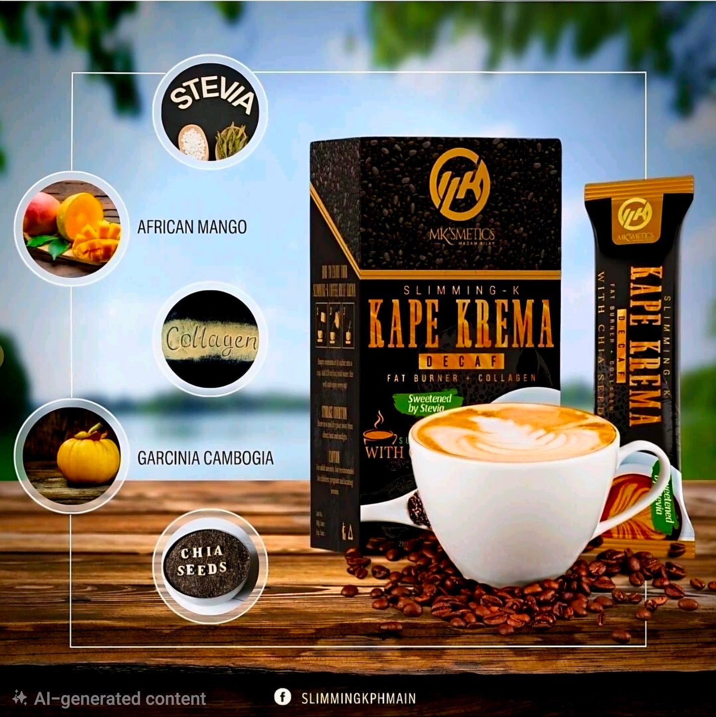 MK'SMETICS MADAM KILAY SLIMMING-K KAPE KREMA DECAF 210G