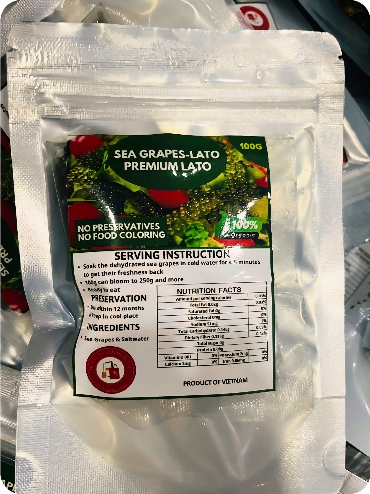 Premium Organic SEAGRAPES (LATO) 100g