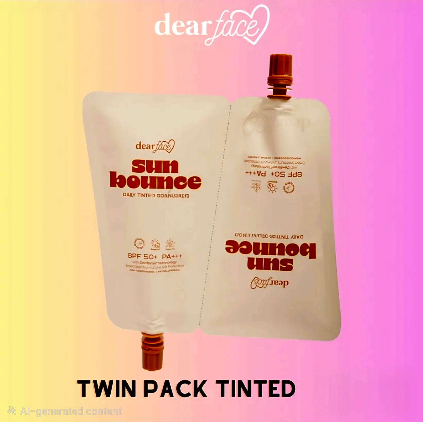 DearFace SUN BOUNCE Daily Tinted Suncreen 30ml×2 TWINPOUCH SPF50 PA+++ UVA/UVB Protection